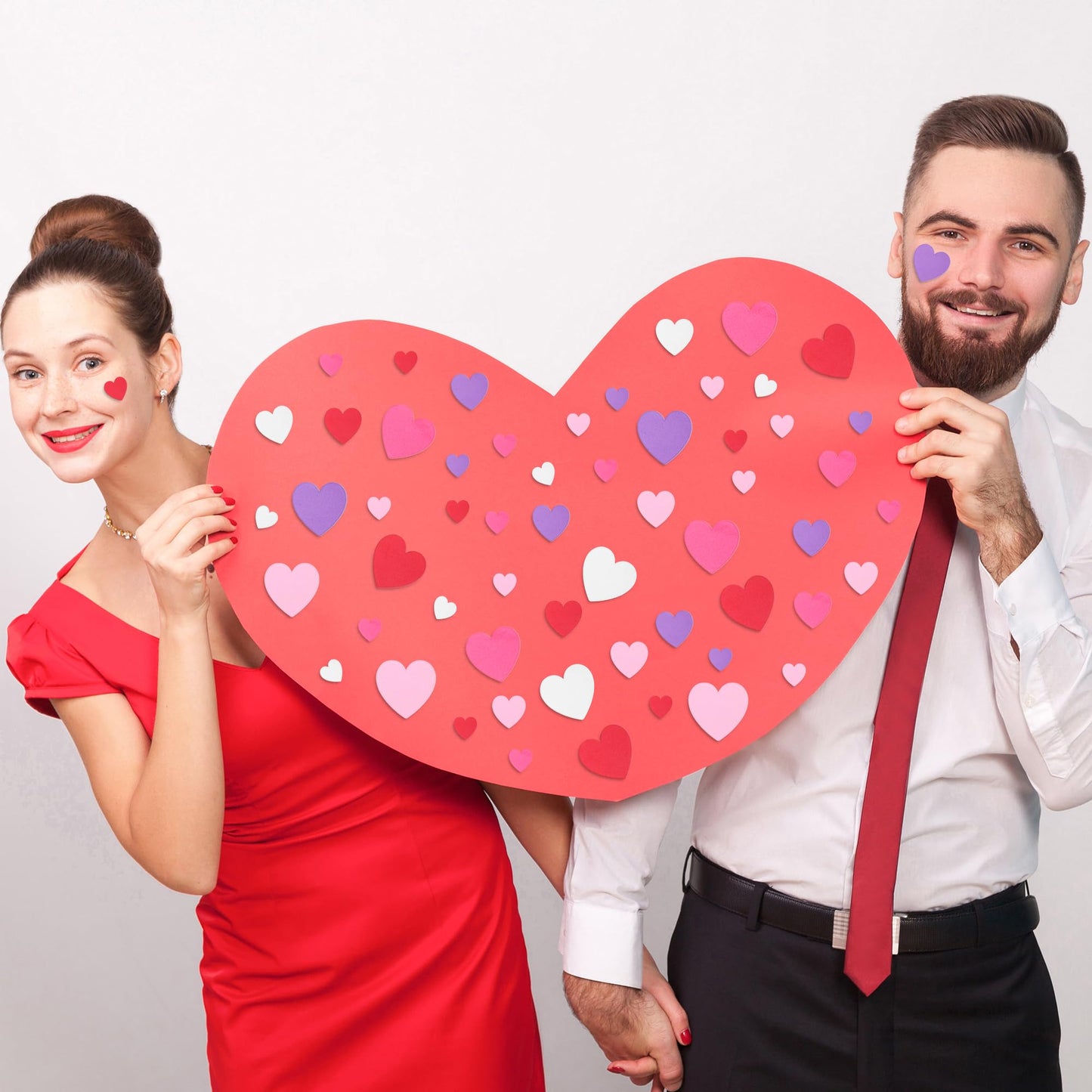ZATAYE 200 PCS Foam Valentine Stickers - Matte Heart Self-Adhesive Decor