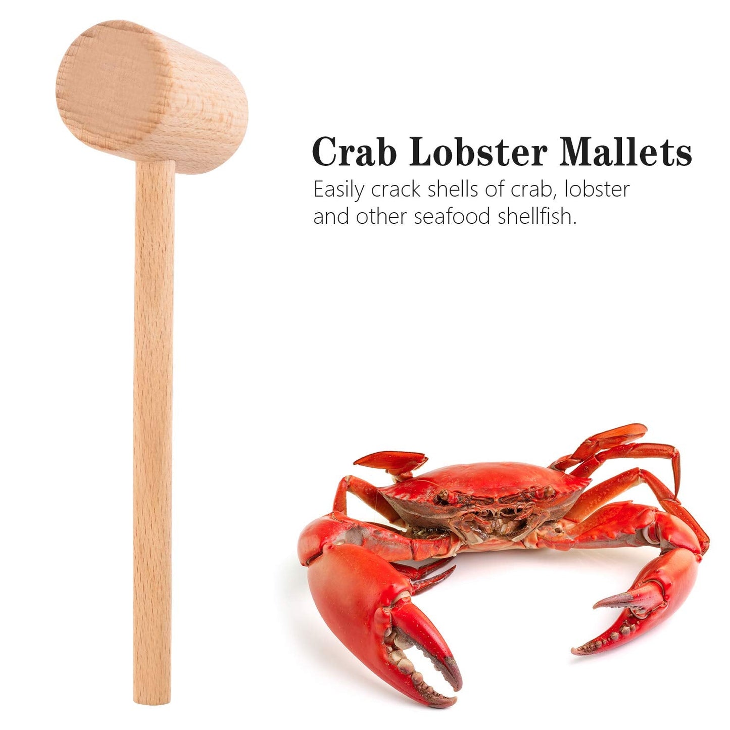ZAUGONTW Wooden Crab Mallet – Mini Hammer for Shellfish, Crab Cakes & Kitchen Prep