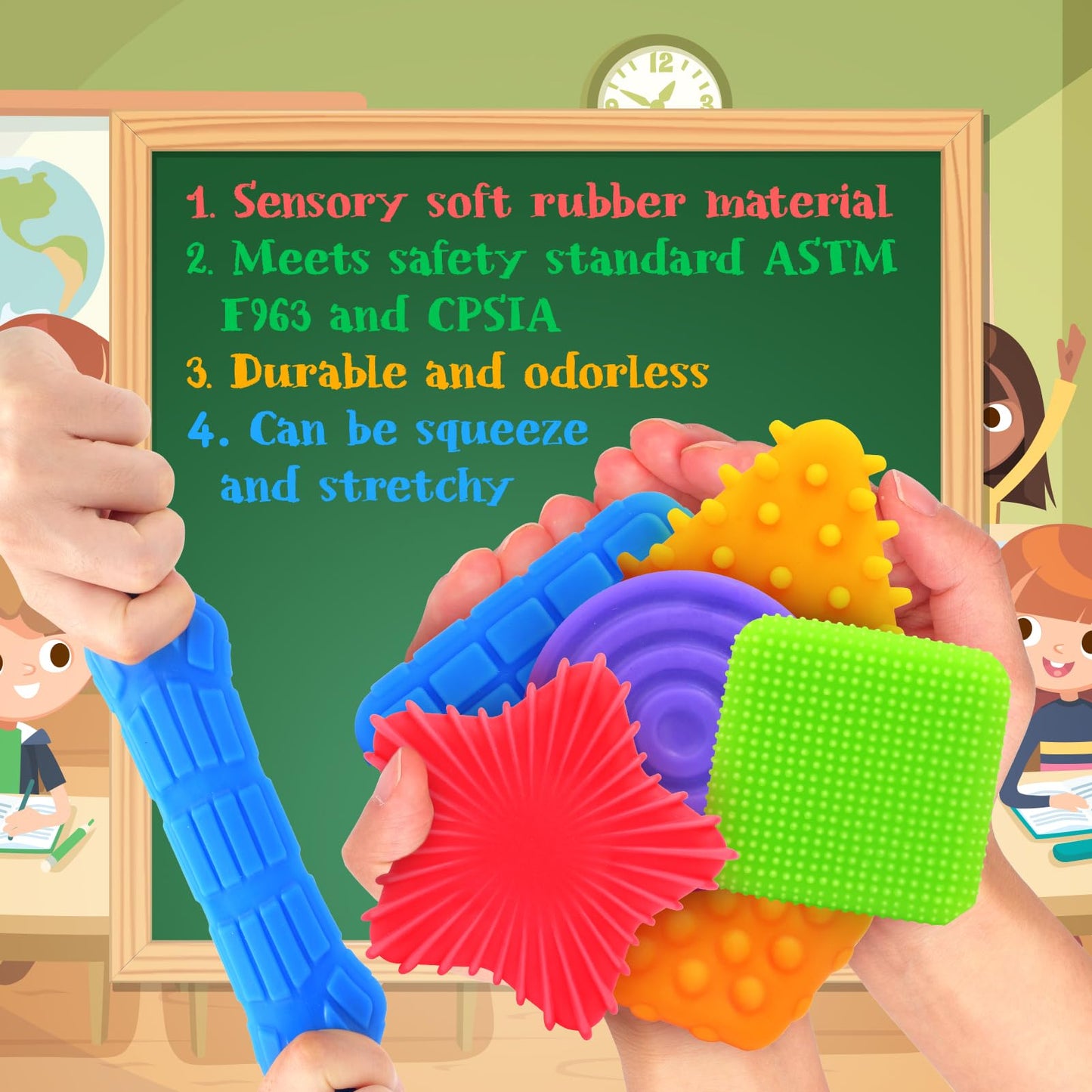 ZaxiDeel Squishy Sensory Toys for Kids – Soft Textured Fidget Toys for Autism and ADHD