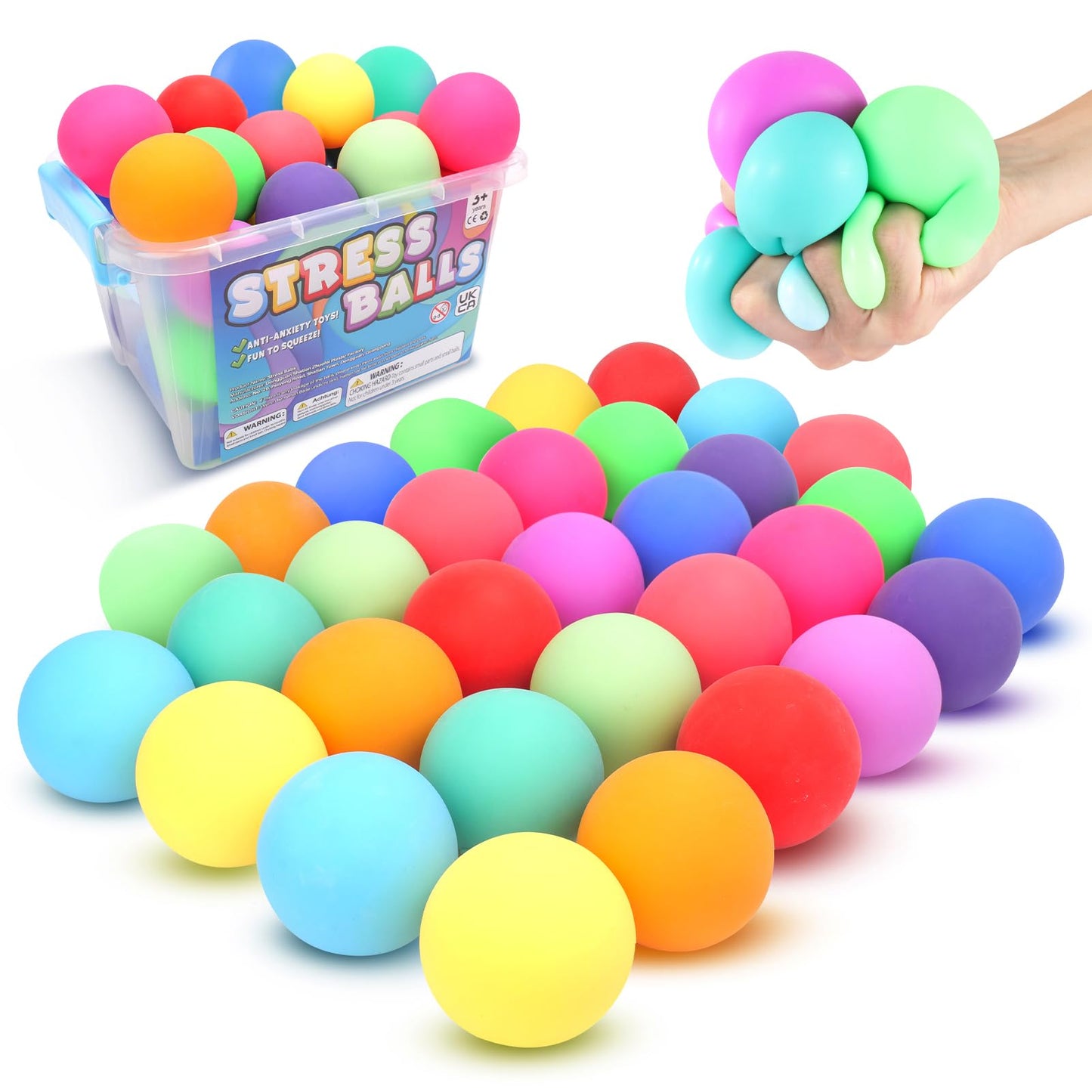 ZaxiDeel 32Pcs Slow Rising Stress Balls Bulk – Classroom Prizes & Fidget Toys