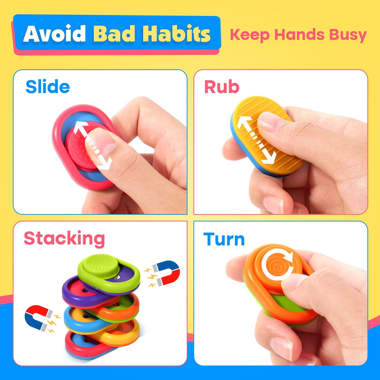 ZaxiDeel Sensory Fidget Magnetic Toys – Textured Sliders for Focus