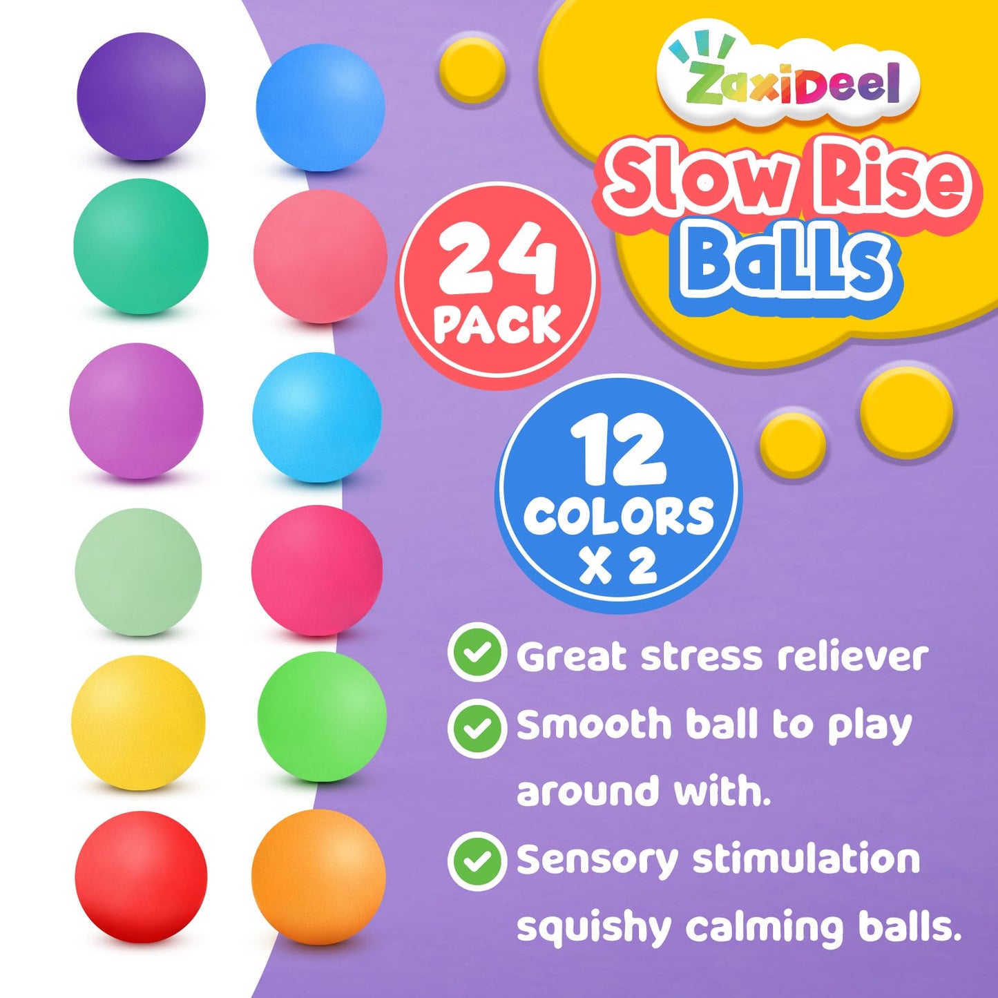 ZaxiDeel Squishy Stress Balls – 24 Pack Fidget Toys for Kids