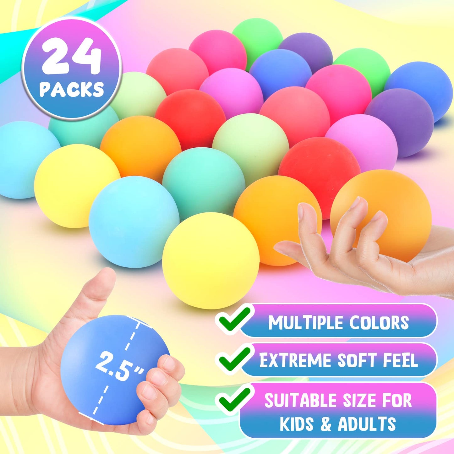 ZaxiDeel Slow Rising Stress Ball 24 Pack - Fidget & Focus Toy