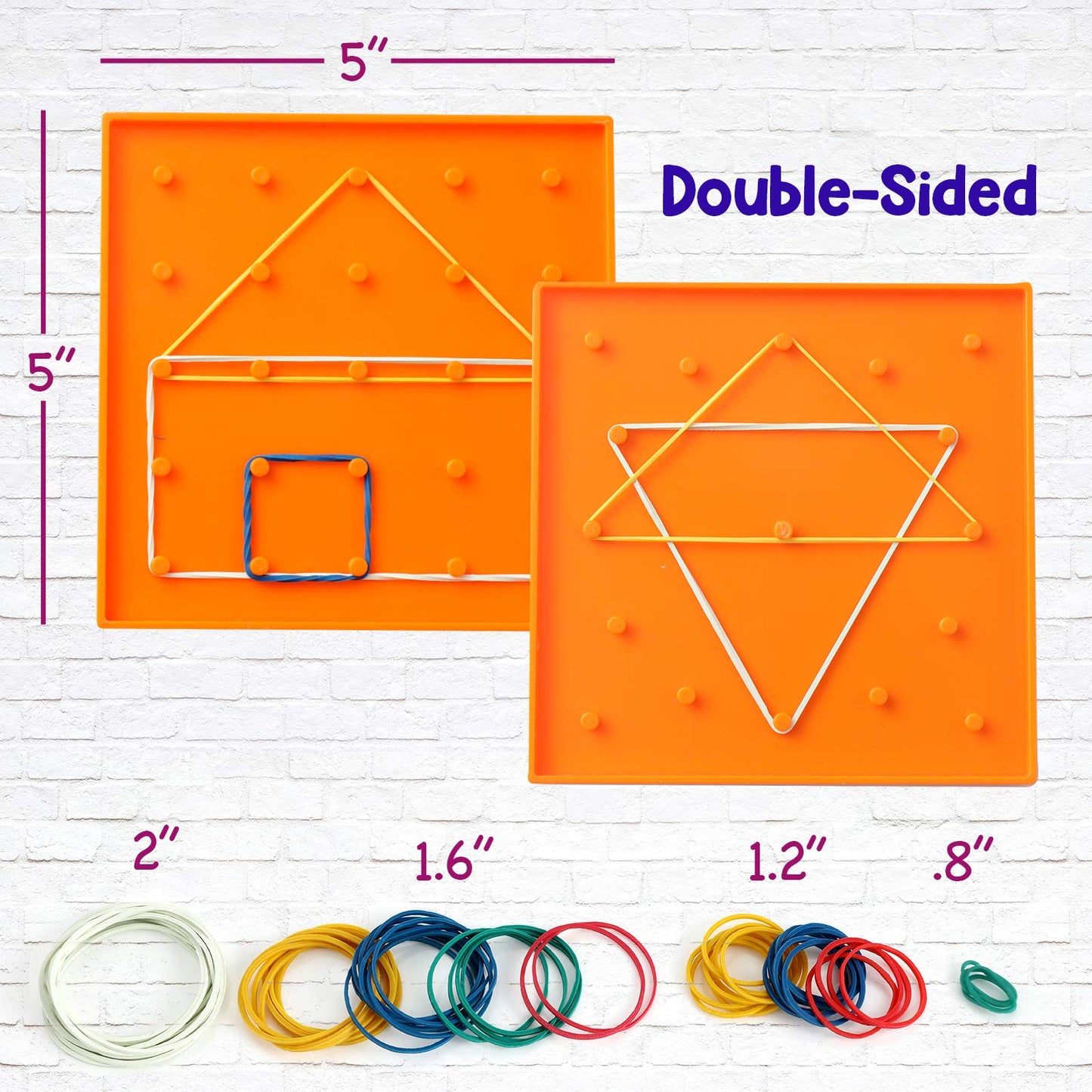 ZaxiDeel 6-Pack Double-Sided Geoboard — 5x5 Inch Educational STEM Toy with Rubber Bands & Pattern Cards