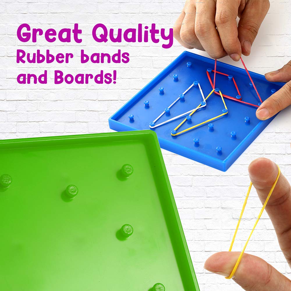 ZaxiDeel 6-Pack Double-Sided Geoboard — 5x5 Inch Educational STEM Toy with Rubber Bands & Pattern Cards