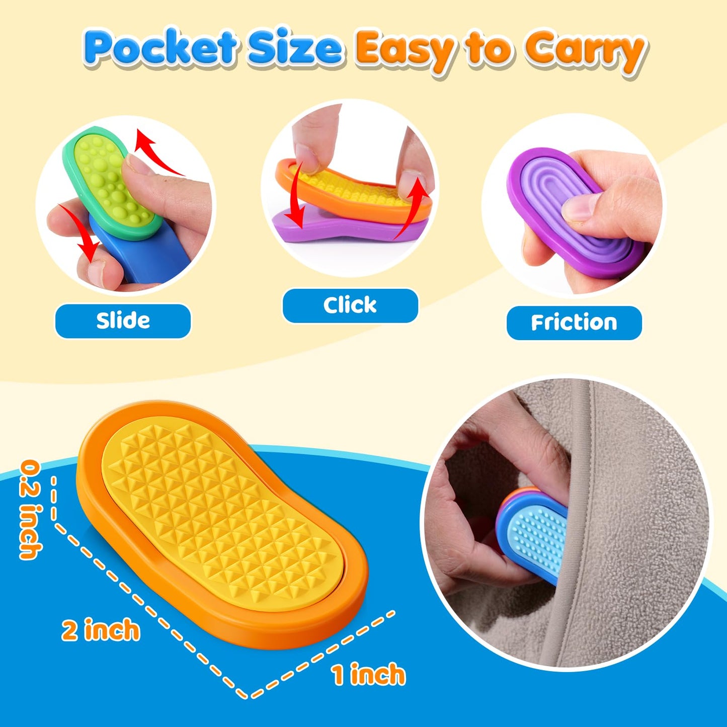 ZaxiDeel Fidget Sensory Toys – 6-Pack Silicone Textured Sliders with Magnetic Play