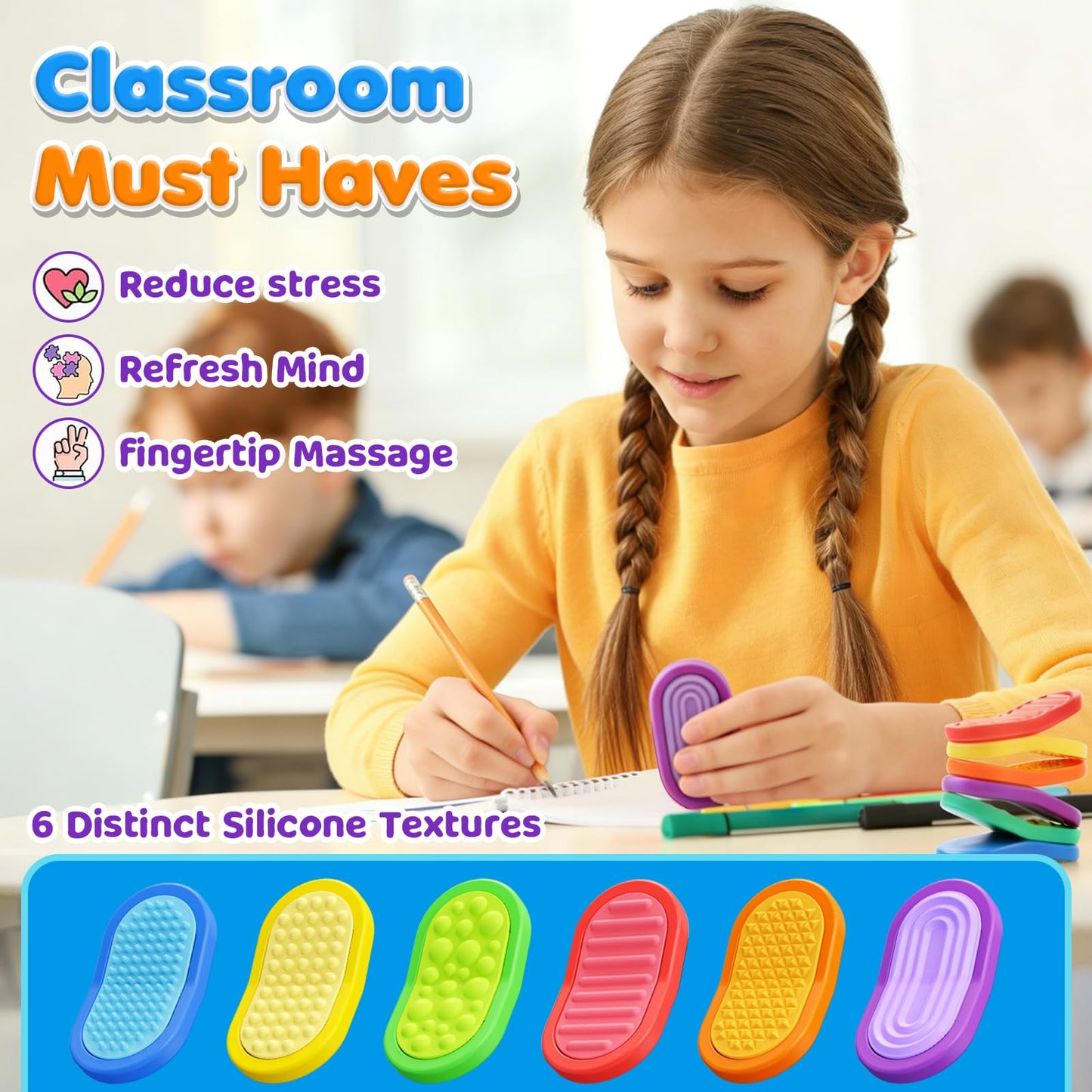 ZaxiDeel Fidget Sensory Toys – 6-Pack Silicone Textured Sliders with Magnetic Play