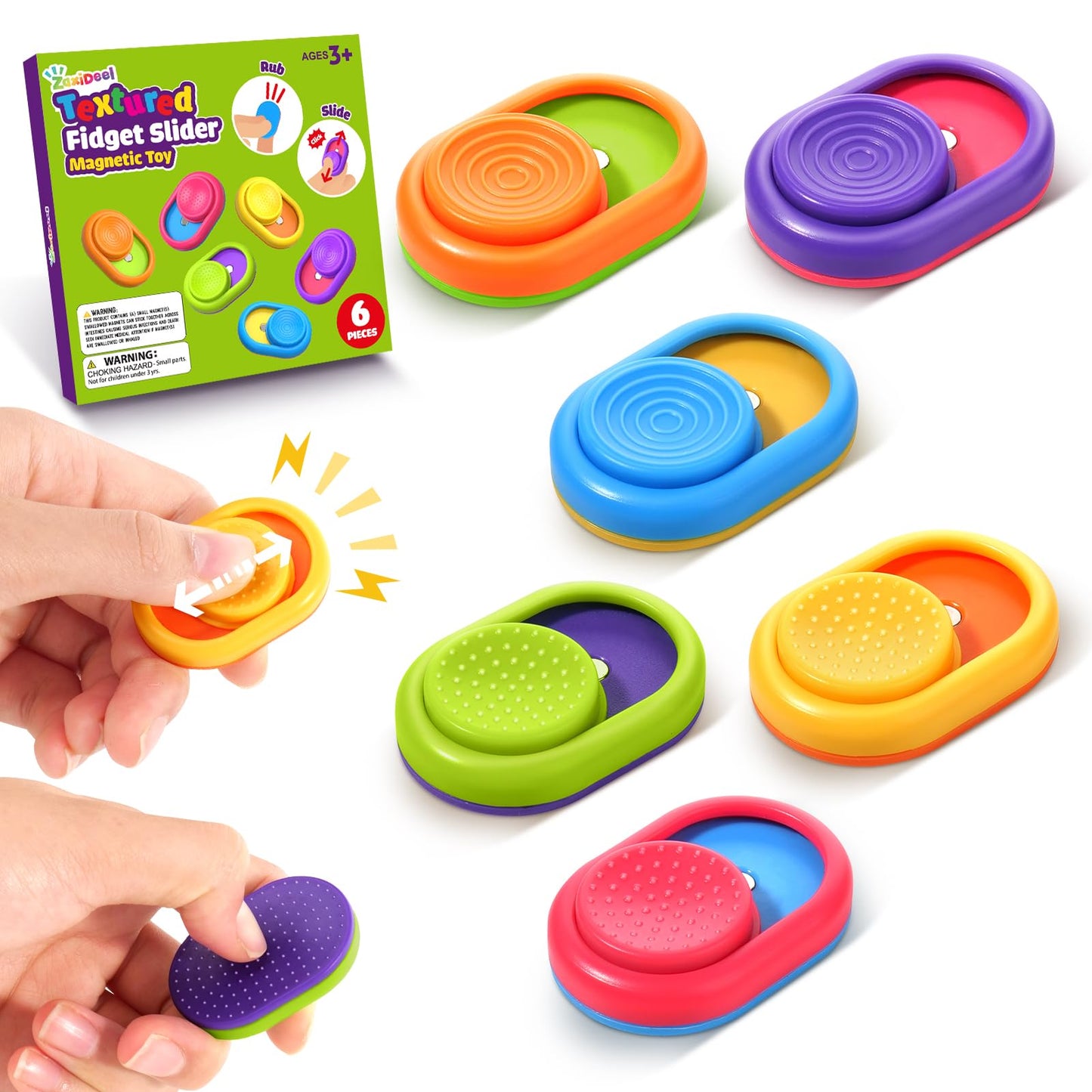 ZaxiDeel Sensory Fidget Magnetic Toys – Textured Sliders for Focus