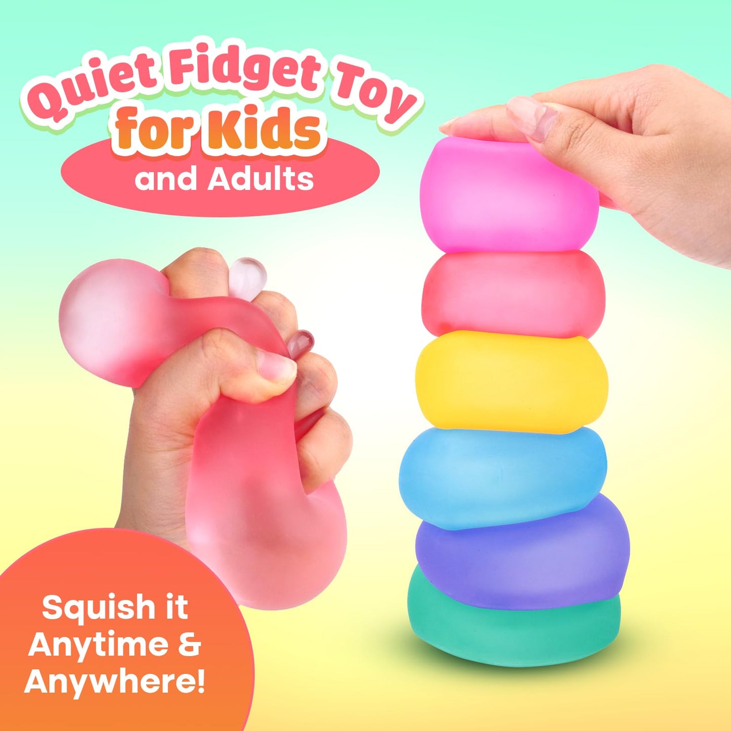 ZaxiDeel Fidget Toy Stress Cube 6 Pack – High-Density Gel Fidgets for Focus & Calm