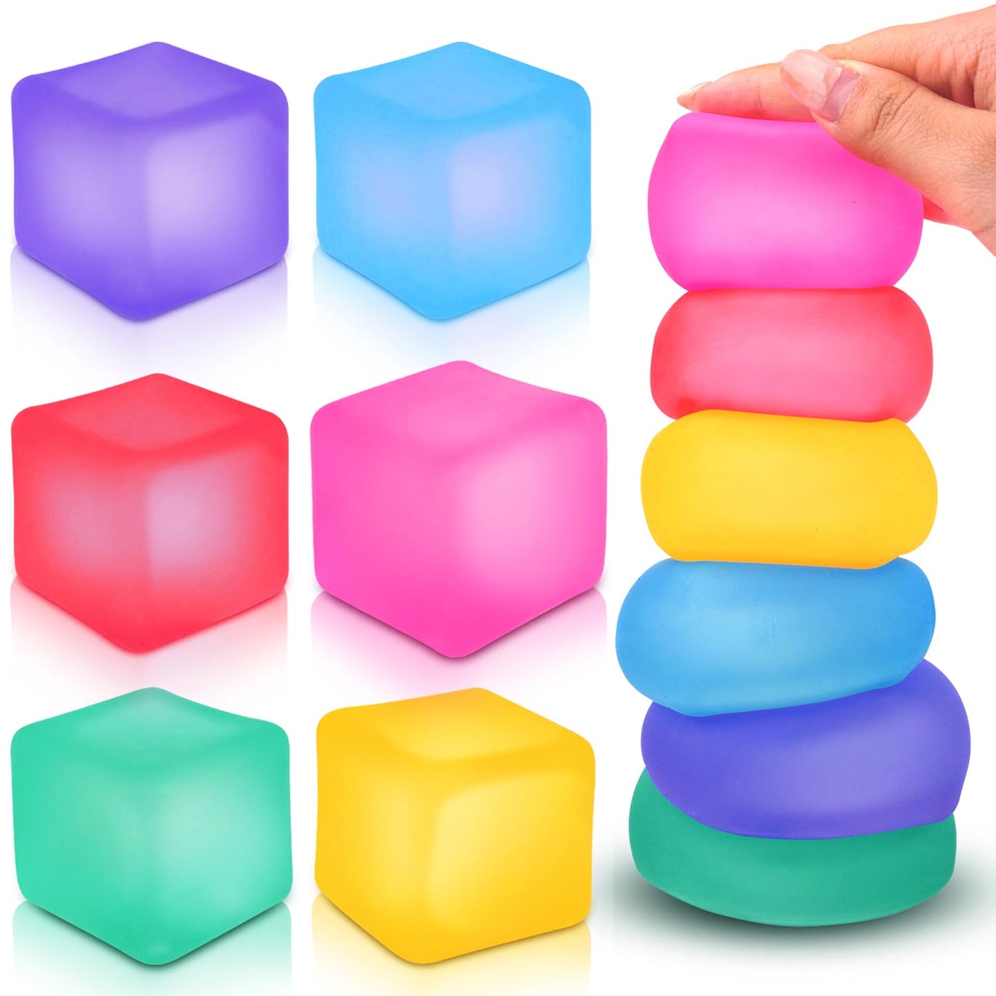 ZaxiDeel Fidget Toy Stress Cube 6 Pack – High-Density Gel Fidgets for Focus & Calm