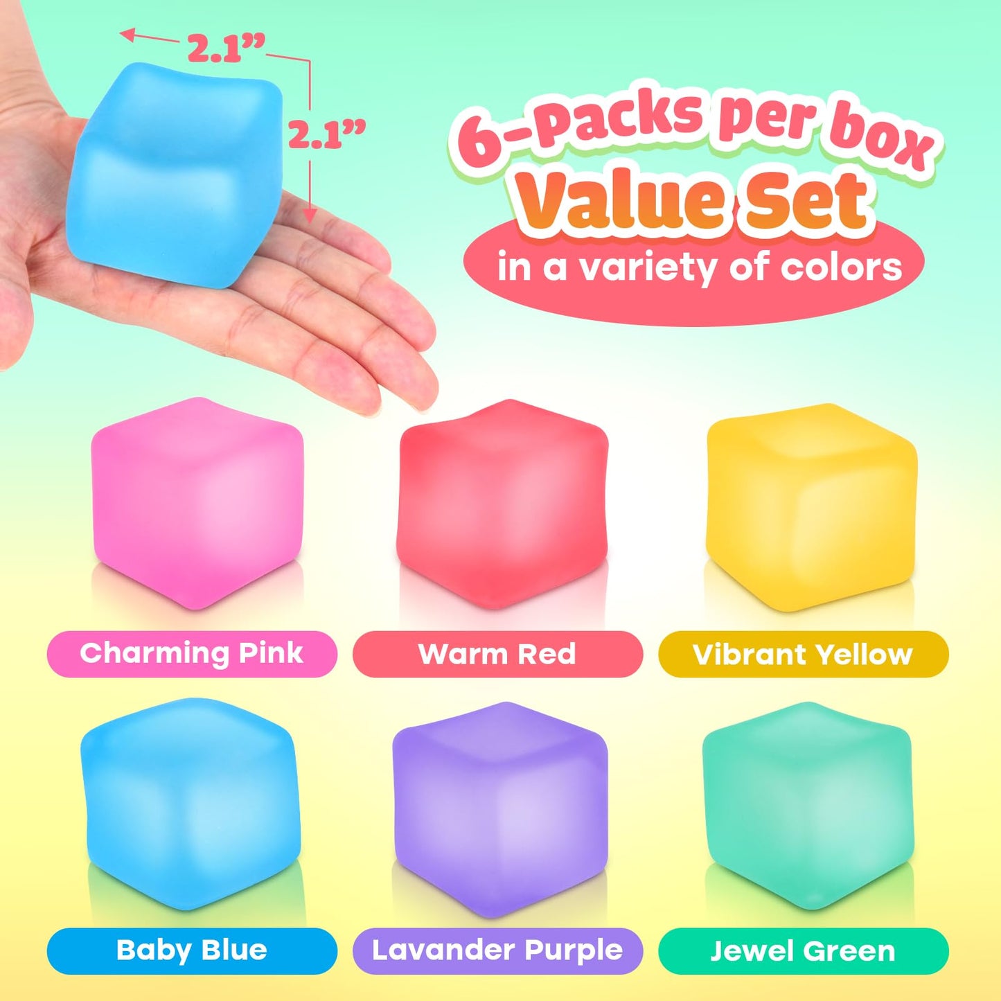 ZaxiDeel Fidget Toy Stress Cube 6 Pack – High-Density Gel Fidgets for Focus & Calm