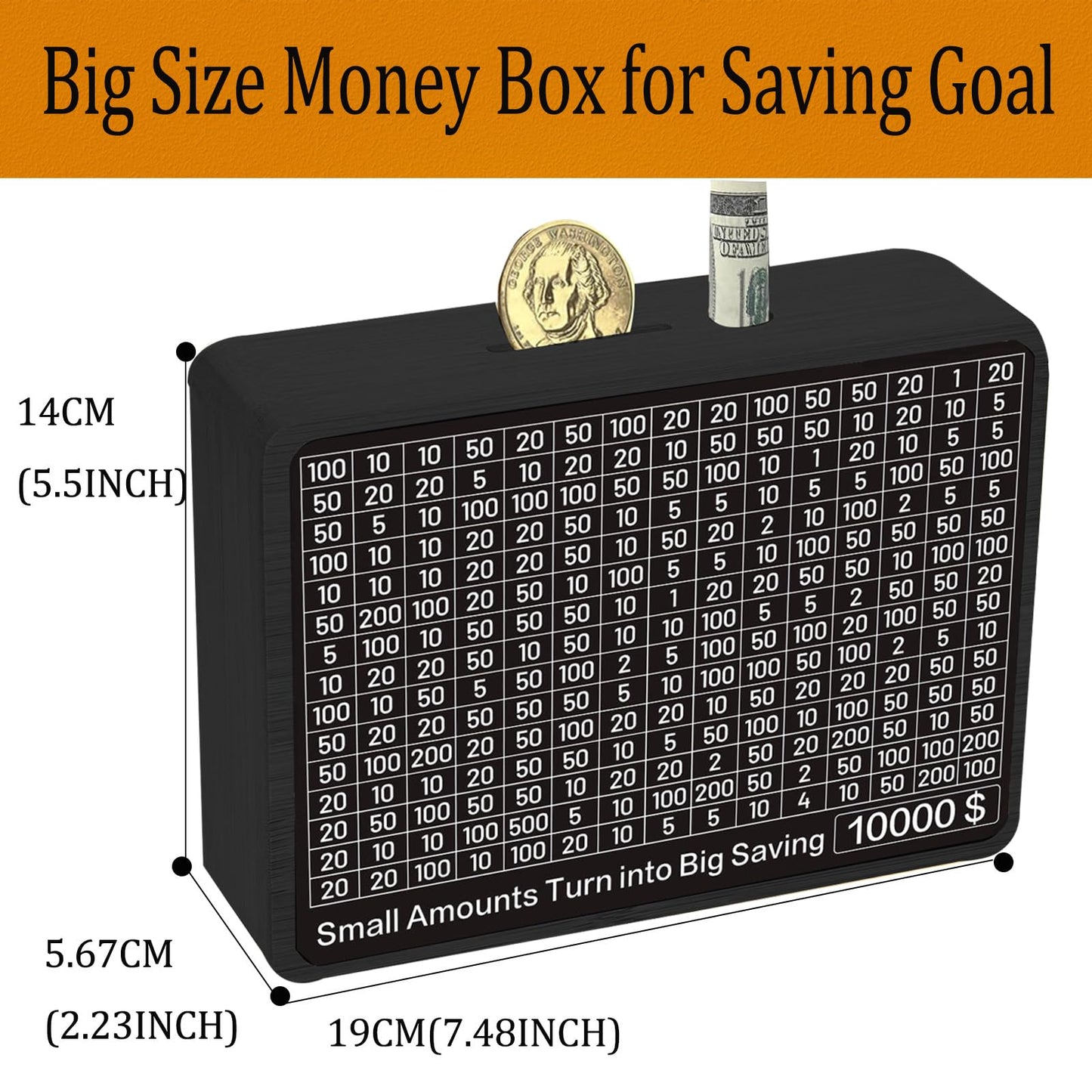 Zayeemi Money Saving Box – Wooden Savings Vault for Kids & Adults, 8 Goals, No Install