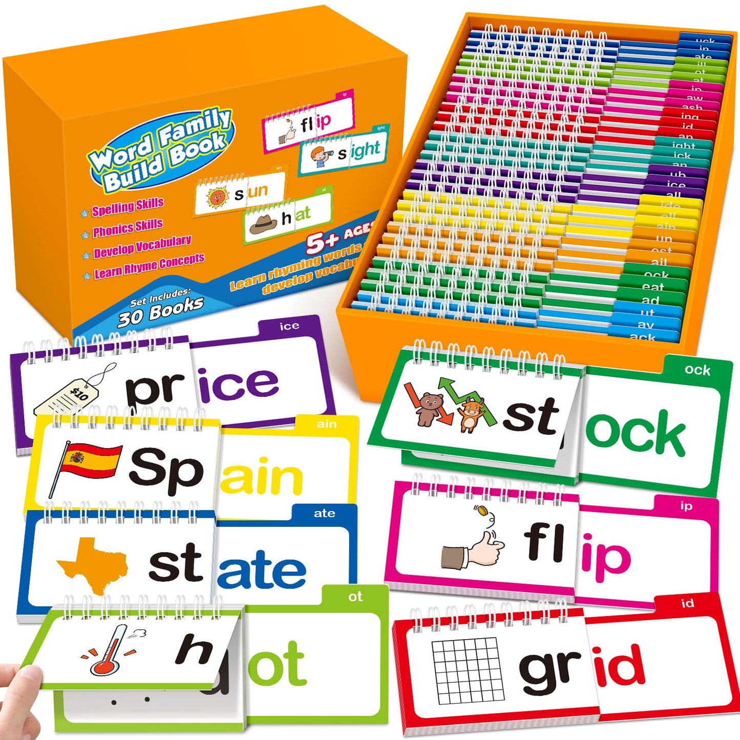 Zazopup 30 Read and Rhyme Flip Books – Word Family Phonics & Sight Words for Kindergarten & Homeschool