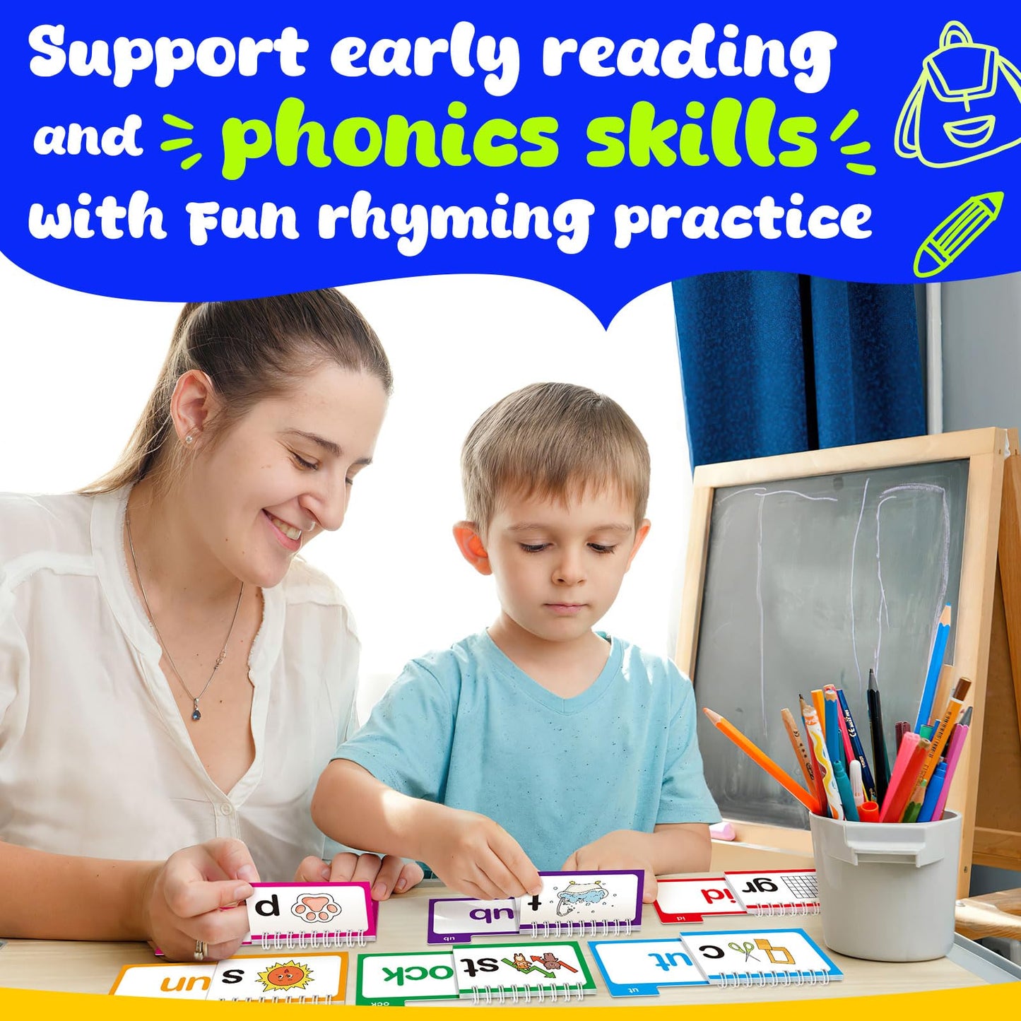 Zazopup 30 Read and Rhyme Flip Books – Word Family Phonics & Sight Words for Kindergarten & Homeschool