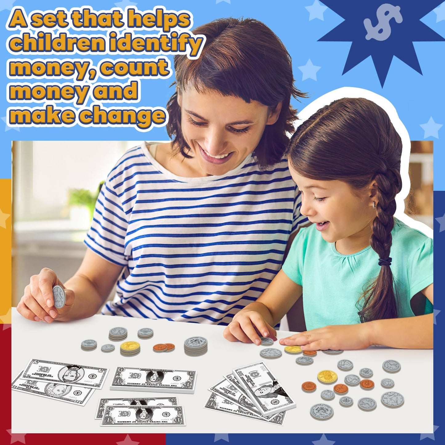 Zazopup Pretend Money Set for Kids — Learning Coins, Bills & Math Games
