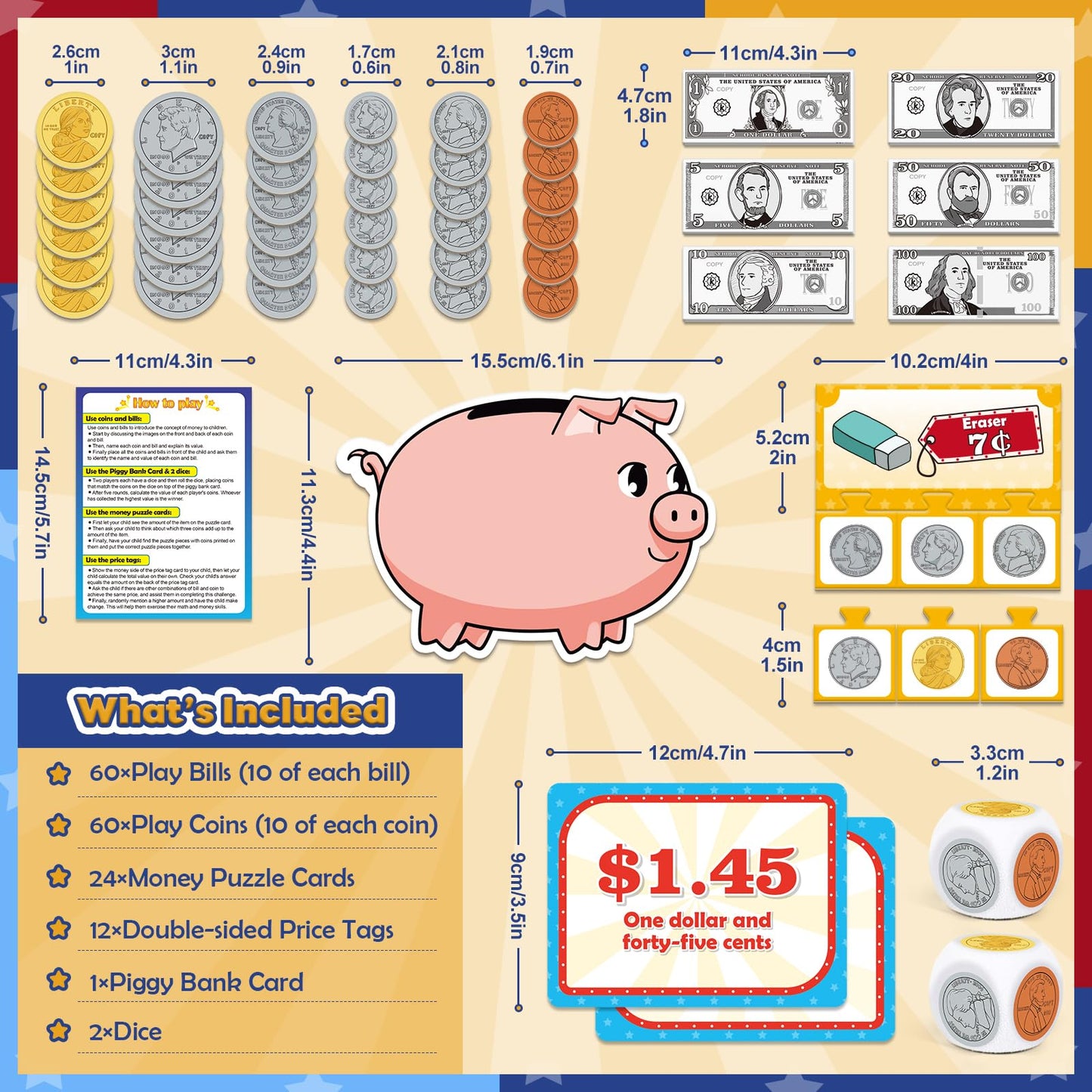Zazopup Pretend Money Set for Kids — Learning Coins, Bills & Math Games