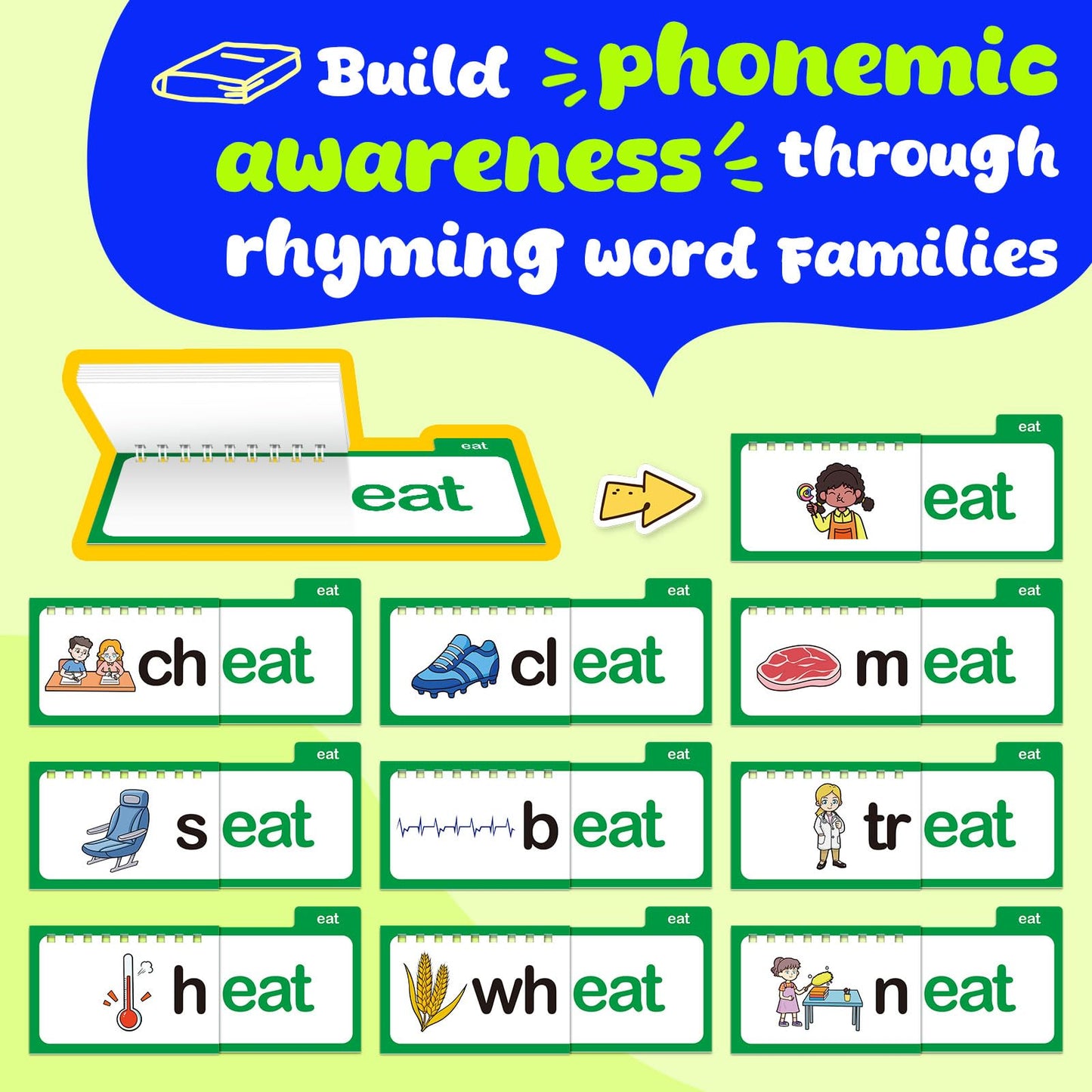 Zazopup 30 Read and Rhyme Flip Books – Word Family Phonics & Sight Words for Kindergarten & Homeschool