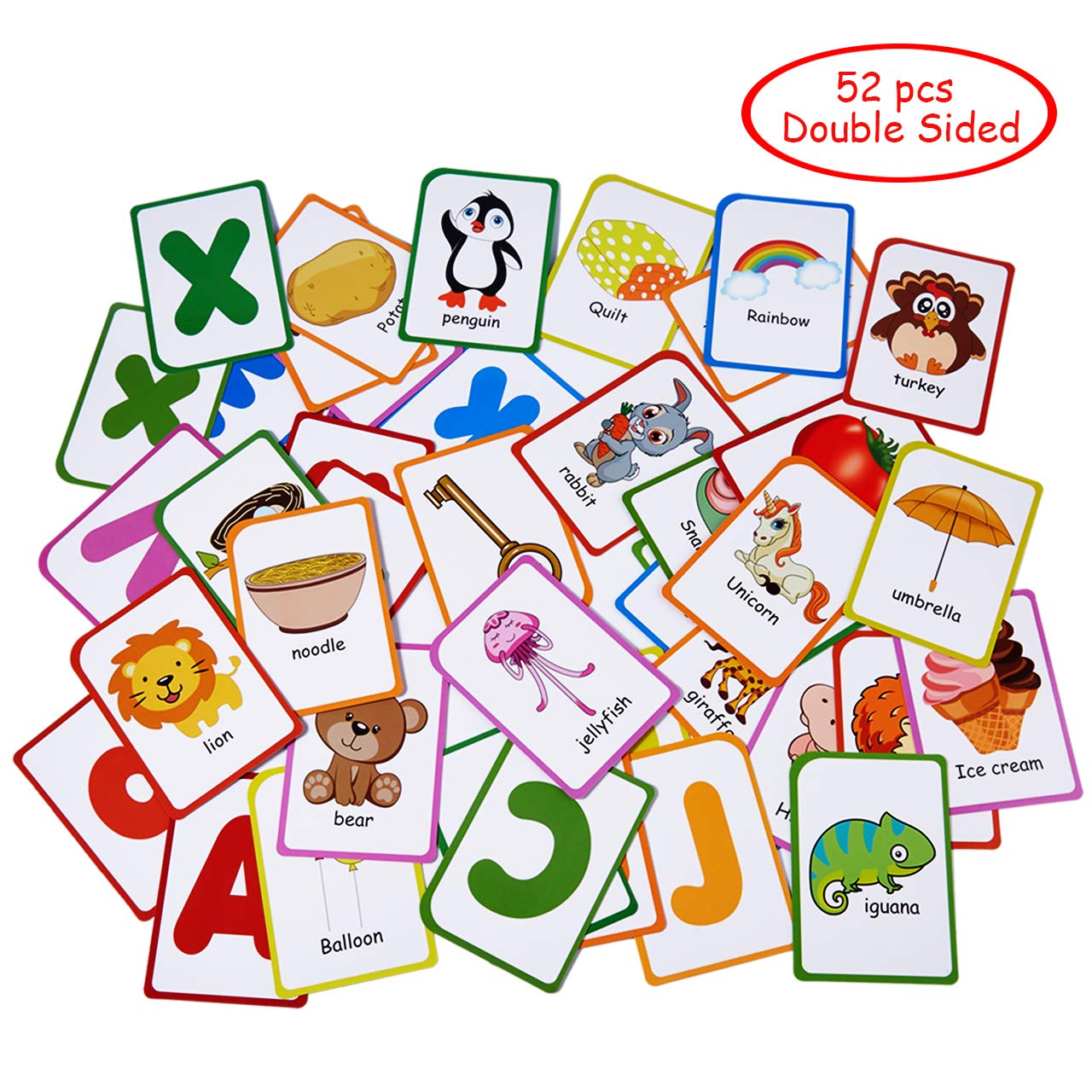 ZazzyKid Alphabet Flash Cards for Toddlers – 52 Double-Sided ABC Cards for Preschool Learning