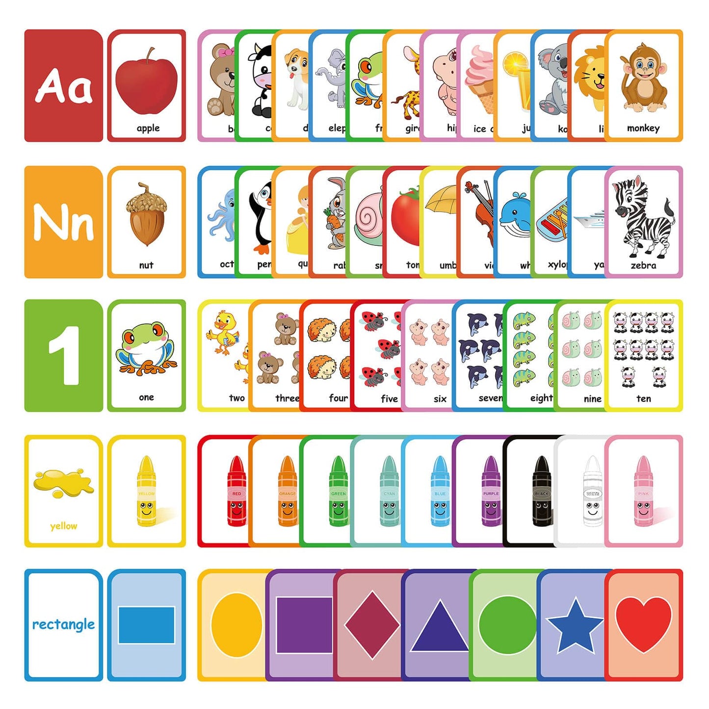 ZazzyKid Flash Cards for Toddlers Learning | 54 Double-Sided Alphabet, Numbers, Colors & Shapes