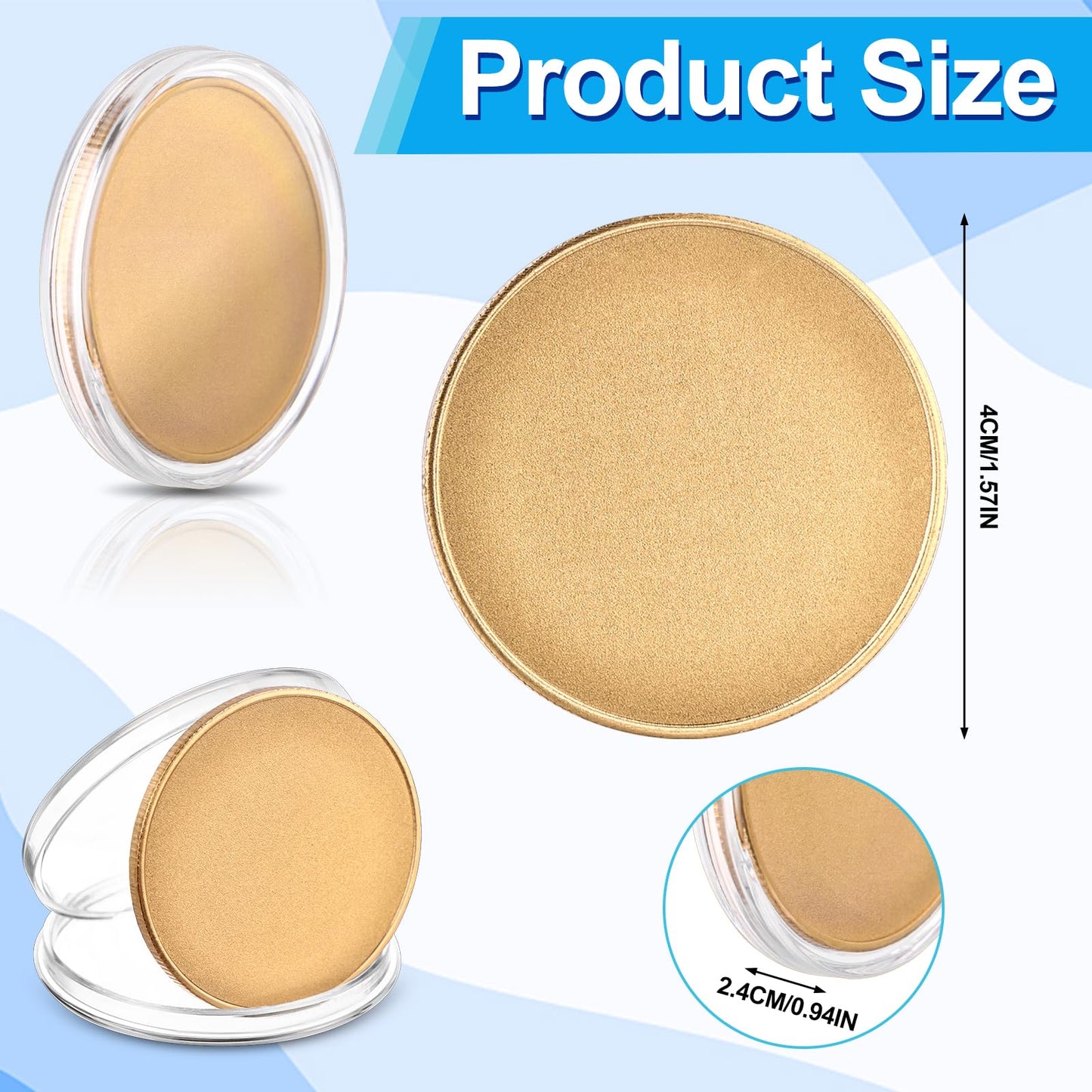 ZBHANSHUIS 25Pcs 40mm Blank Challenge Coins with Threaded Edges & Acrylic Box – DIY Engraving Blanks, Gold