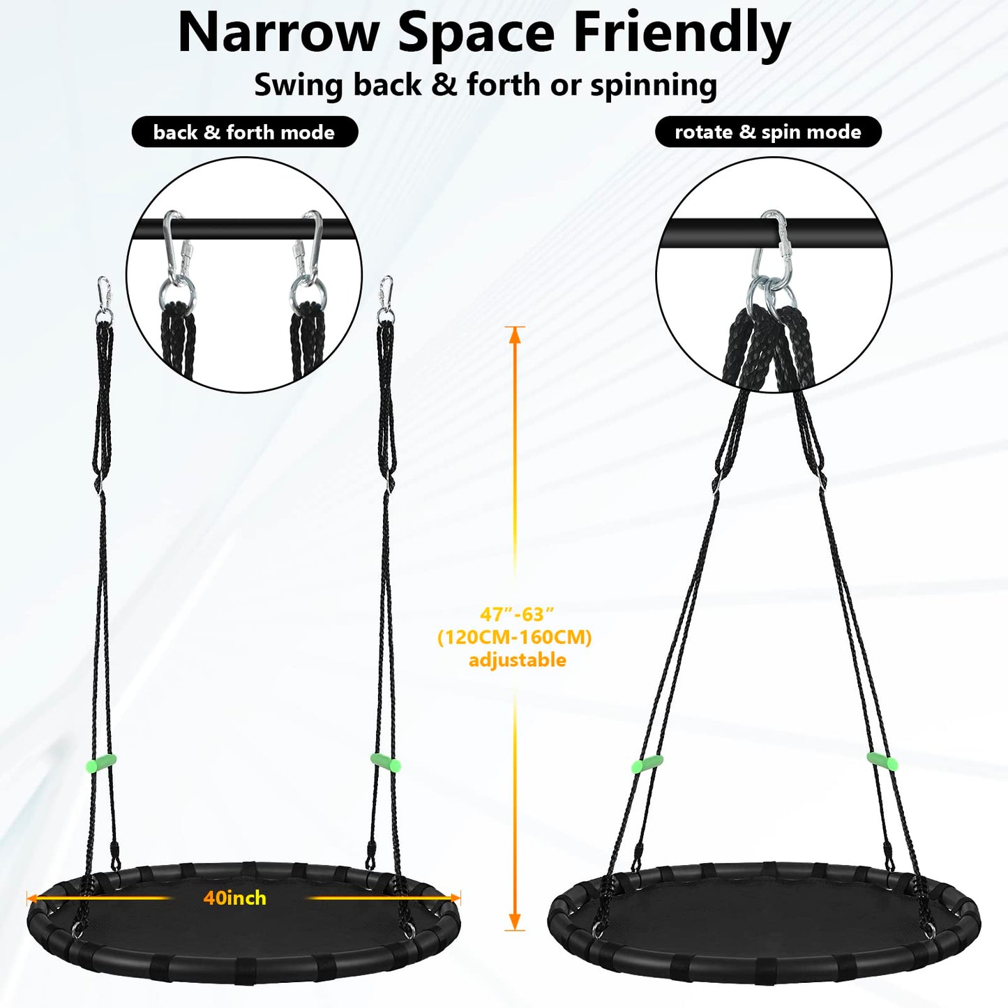 ZBZBML Tree Swing with PP Mat – 40-Inch Outdoor Saucer Swing