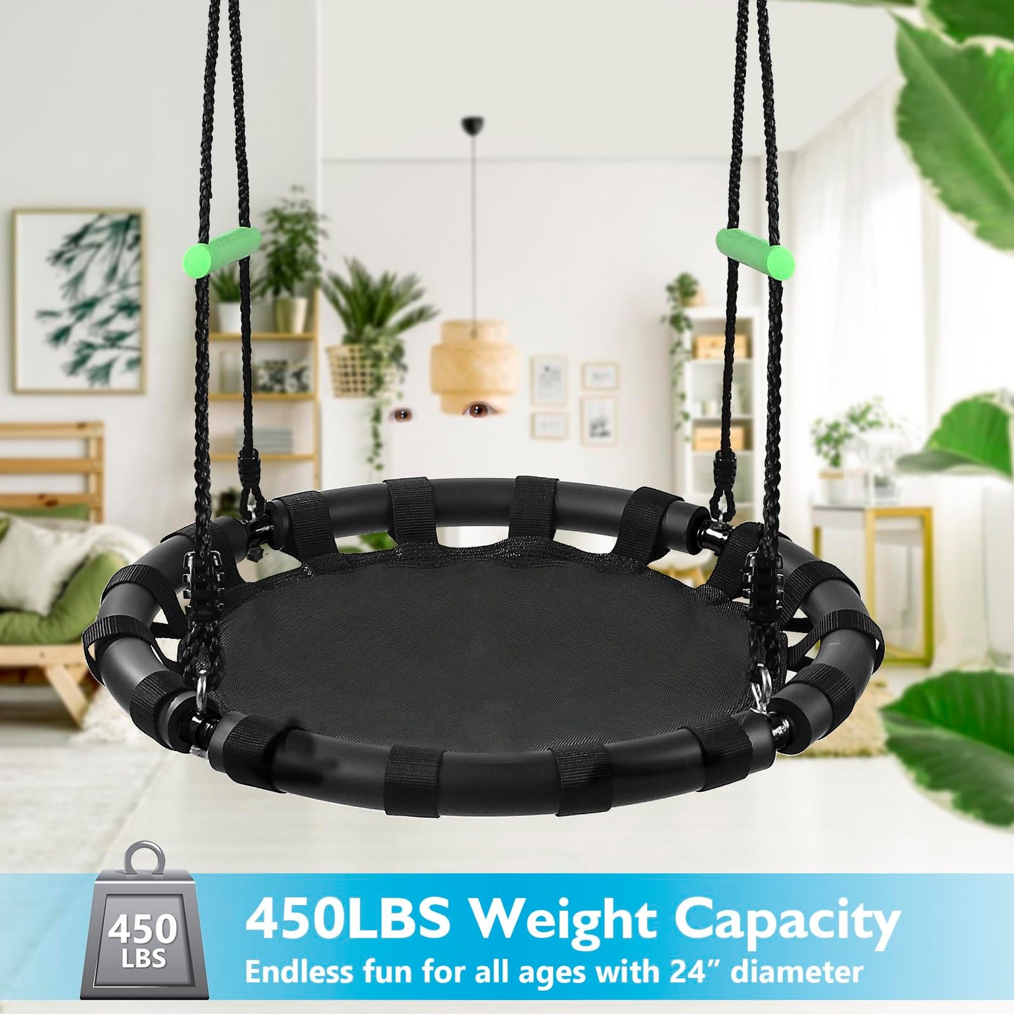 ZBZBML Tree Swing with PP Mat – 24-inch Saucer Swing for Outdoor Fun, Safe & Easy Install