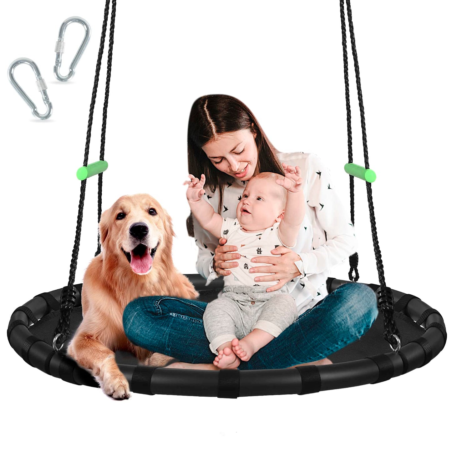 ZBZBML Tree Swing with PP Mat – 40-Inch Outdoor Saucer Swing