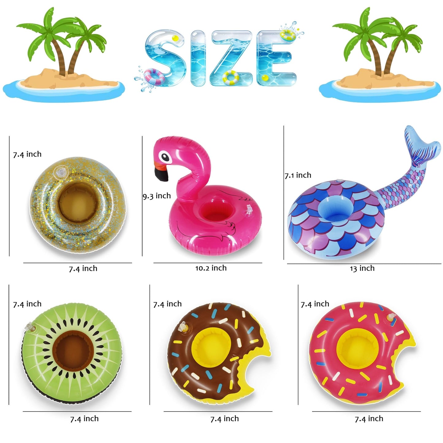 Zcaukya 12 Pack Inflatable Floating Drinking Holders - Pool Party Drink Floats & Cup Coasters