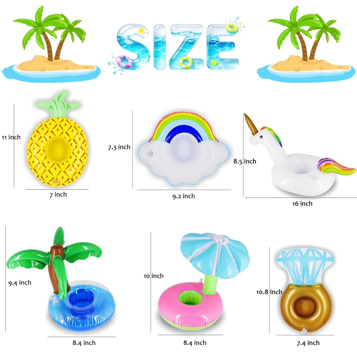 Zcaukya 12 Pack Inflatable Floating Drinking Holders - Pool Party Drink Floats & Cup Coasters
