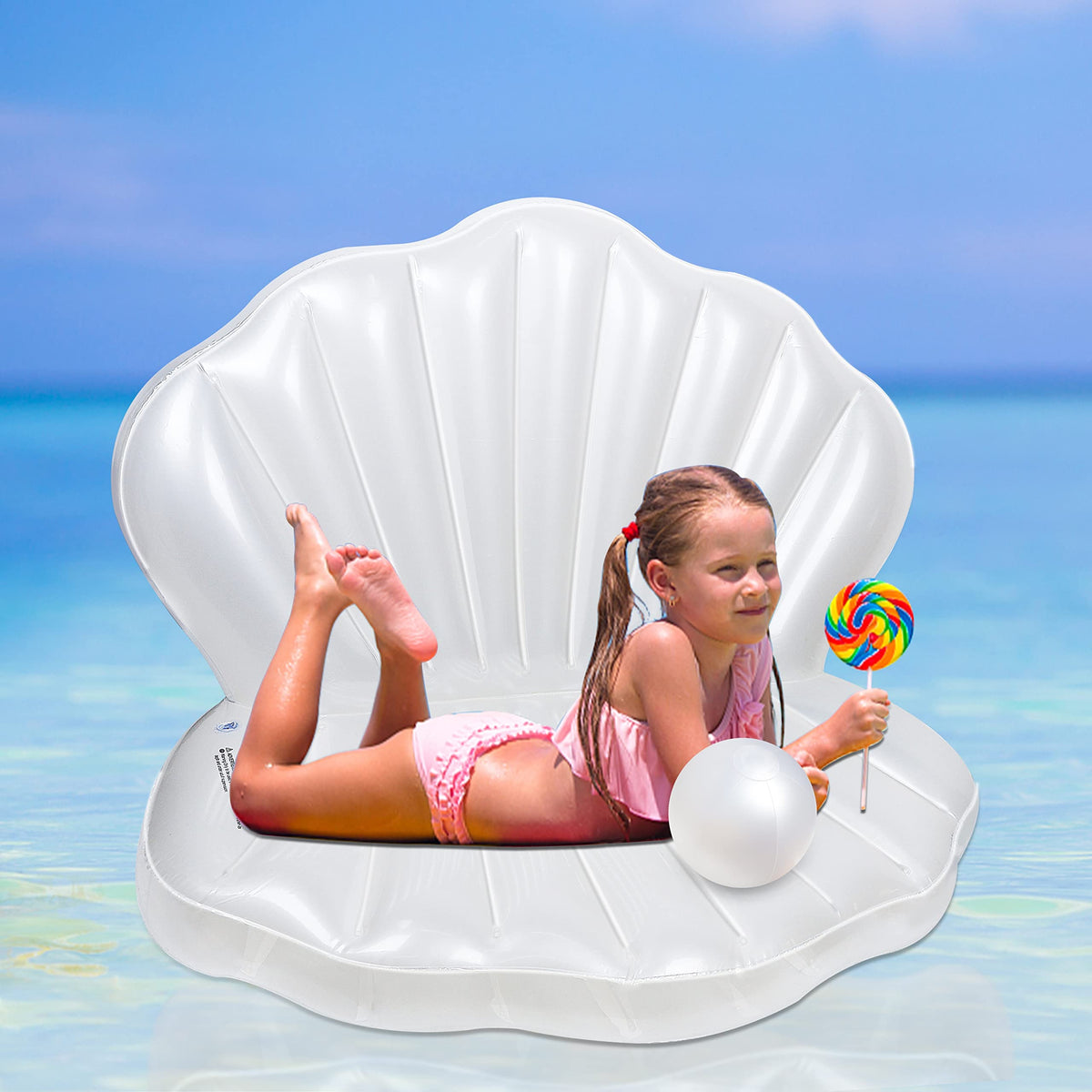Zcaukya Inflatable Seashell Pool Float – Giant Clam with Pearl Ball for Pool, Beach & Mermaid Party