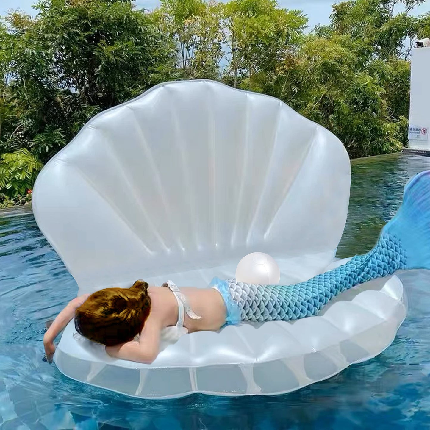 Zcaukya Inflatable Seashell Pool Float – Giant Clam with Pearl Ball for Pool, Beach & Mermaid Party