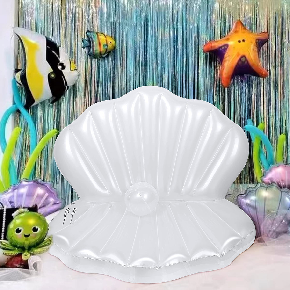 Zcaukya Inflatable Seashell Pool Float – Giant Clam with Pearl Ball for Pool, Beach & Mermaid Party