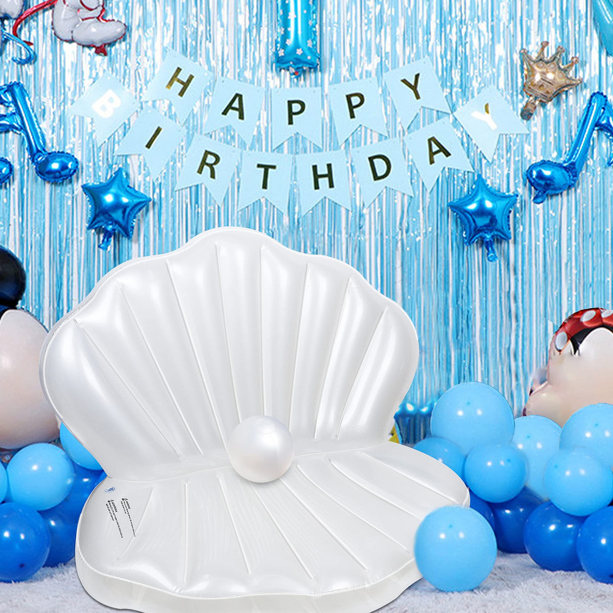 Zcaukya Inflatable Seashell Pool Float – Giant Clam with Pearl Ball for Pool, Beach & Mermaid Party