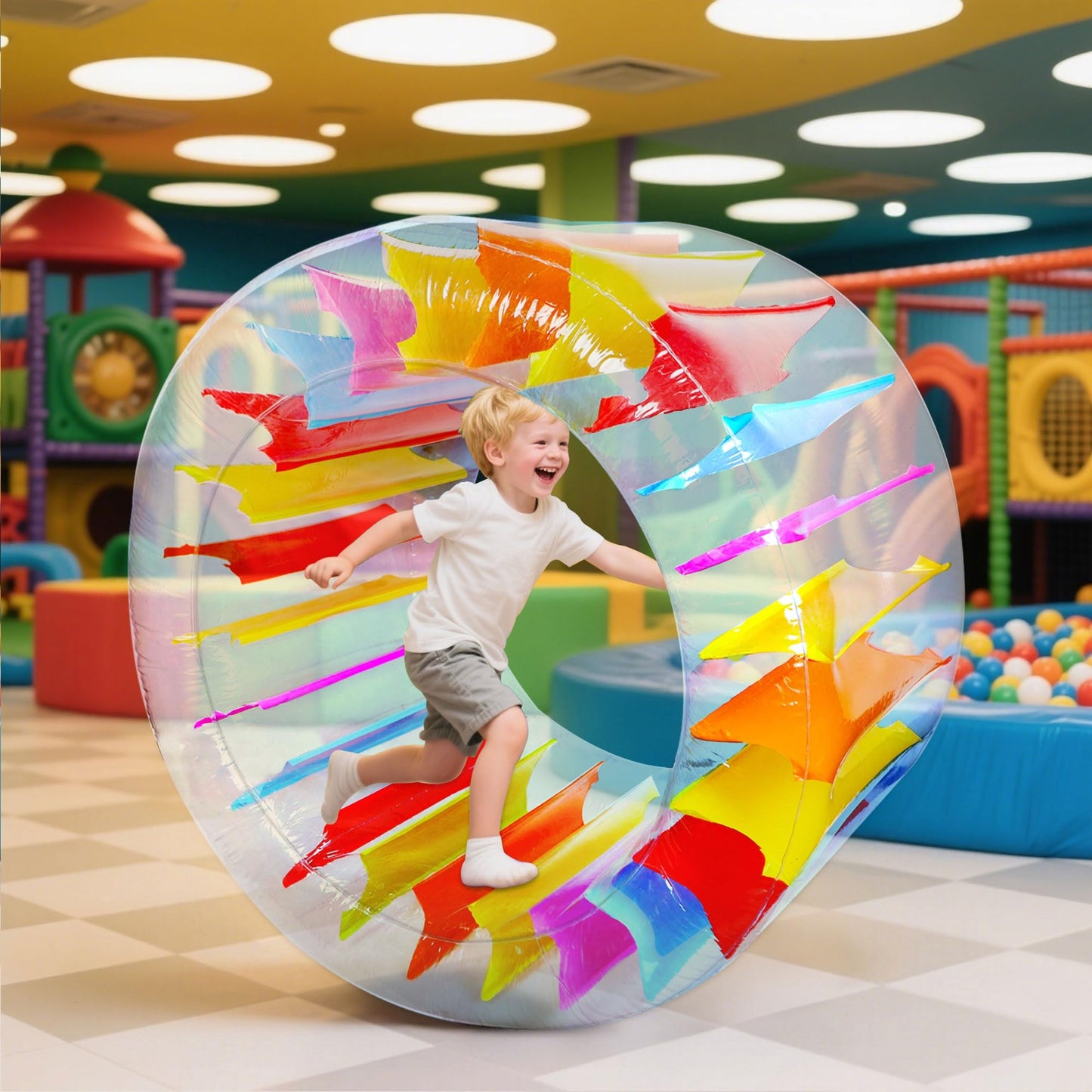 Zcaukya 47-inch Giant Inflatable Water Wheel for Kids – Colorful Pool Roller Toy