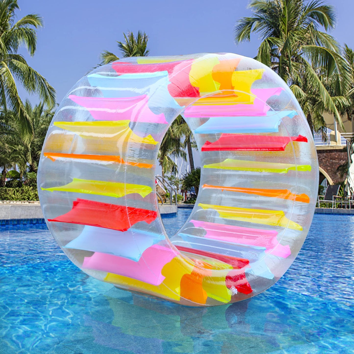 Zcaukya 47-inch Giant Inflatable Water Wheel for Kids – Colorful Pool Roller Toy