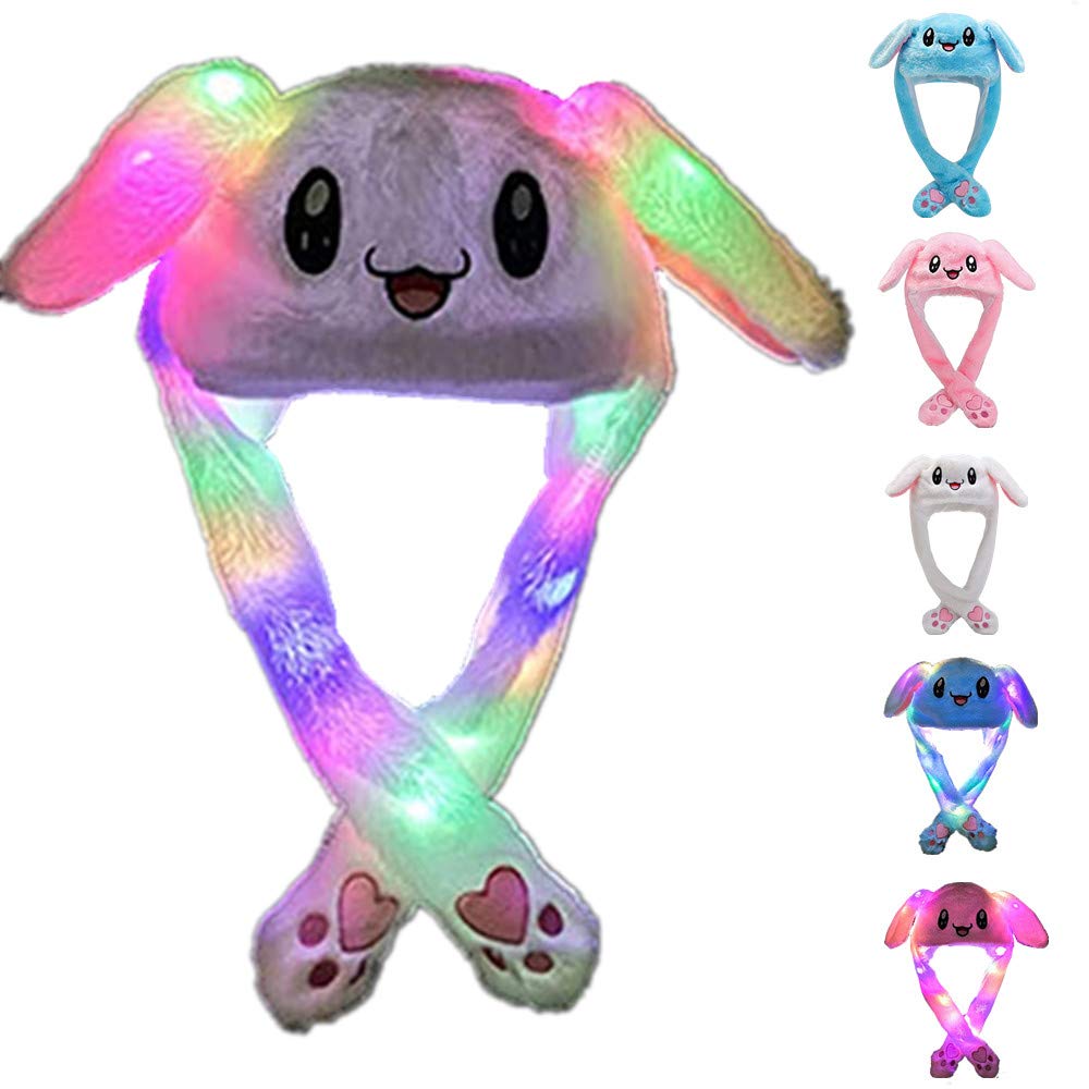 ZCINT Rabbit Hat - Moving Ears Plush Cap for Kids & Adults | Glow LED, One Size