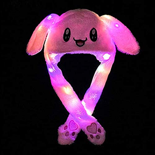 ZCINT Rabbit Hat – Moveable Ears Plush Cap for Kids & Adults (Pink)