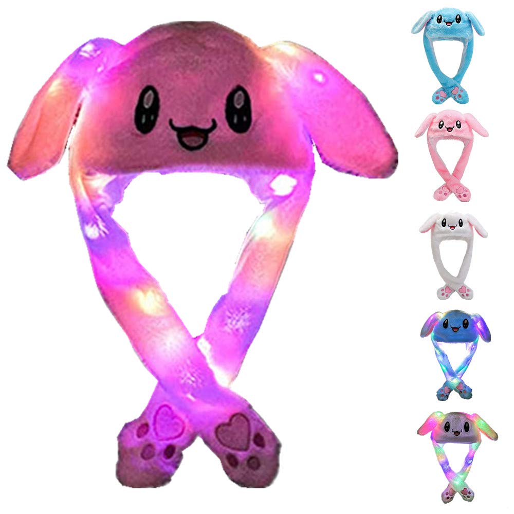 ZCINT Rabbit Hat – Moveable Ears Plush Cap for Kids & Adults (Pink)