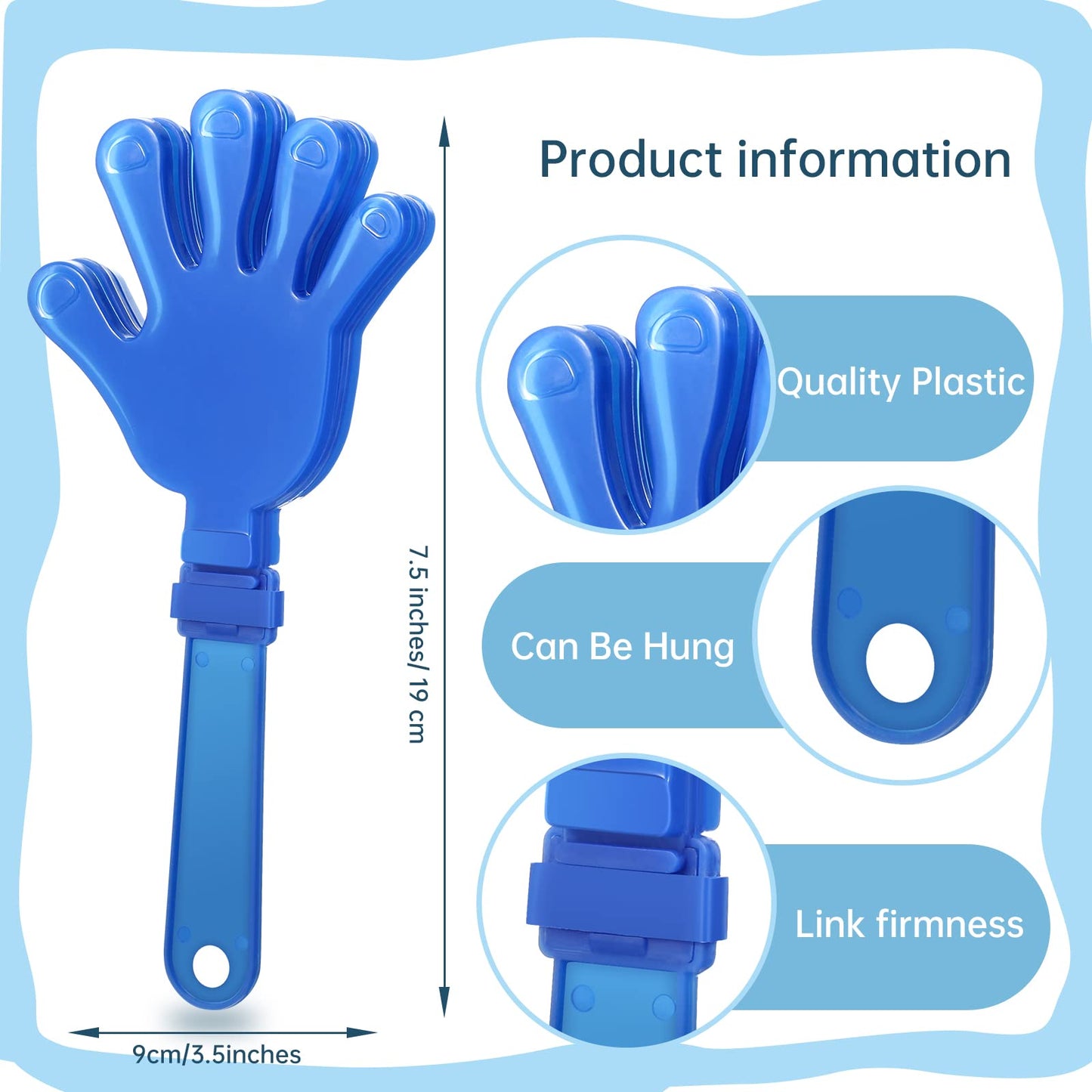 ZCYSRLQIN 24 Royal Blue Hand Clappers - 7.5-inch Noisemakers for Parties & Sports