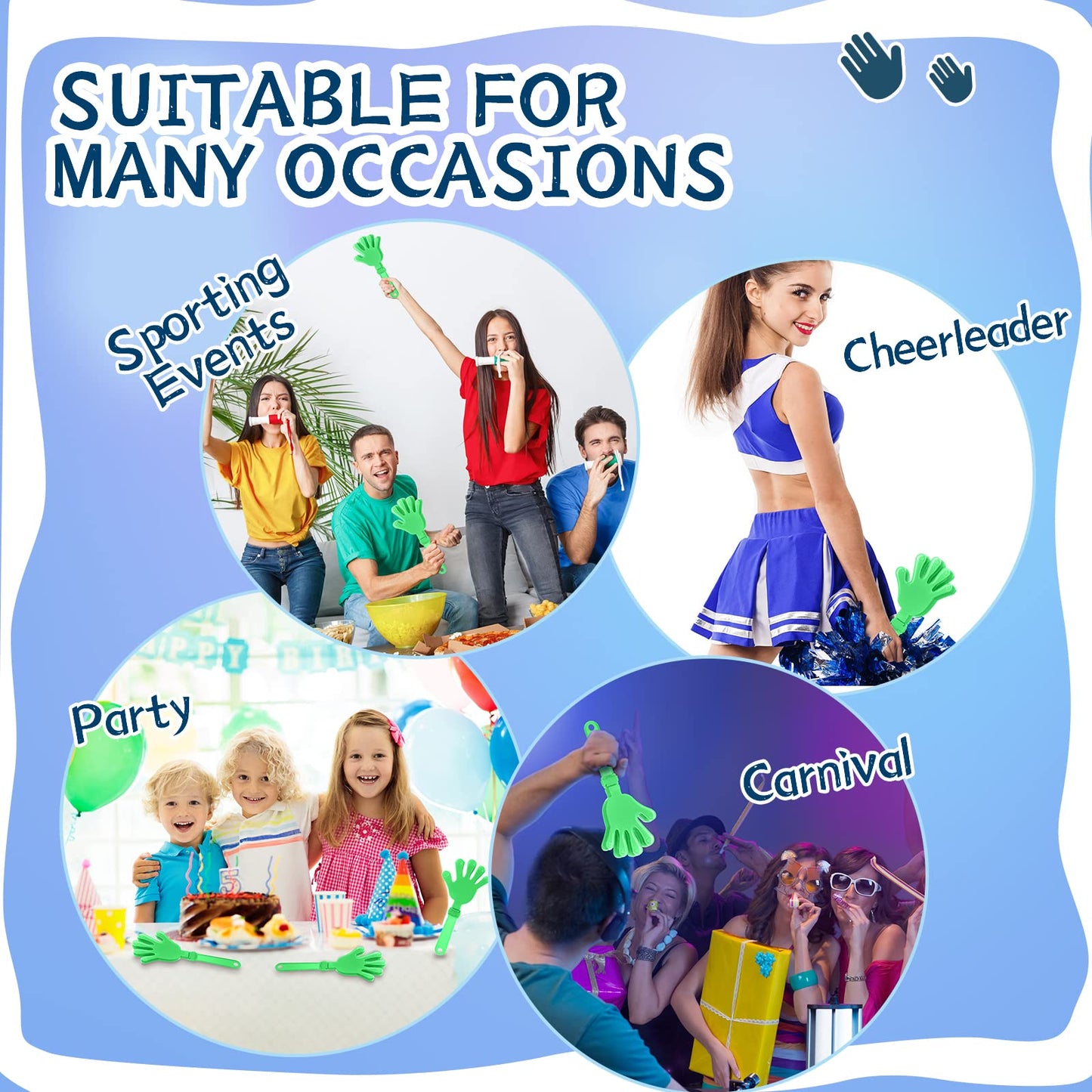 ZCYSRLQIN 12-Pack Lime Green Hand Clappers - 7.5in Noisemakers for Parties & Sports