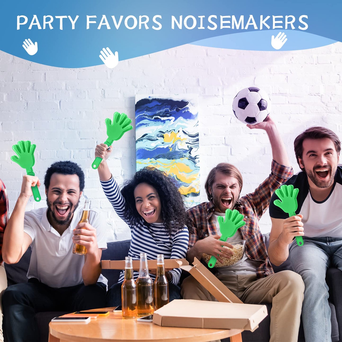 ZCYSRLQIN 12-Pack Lime Green Hand Clappers - 7.5in Noisemakers for Parties & Sports