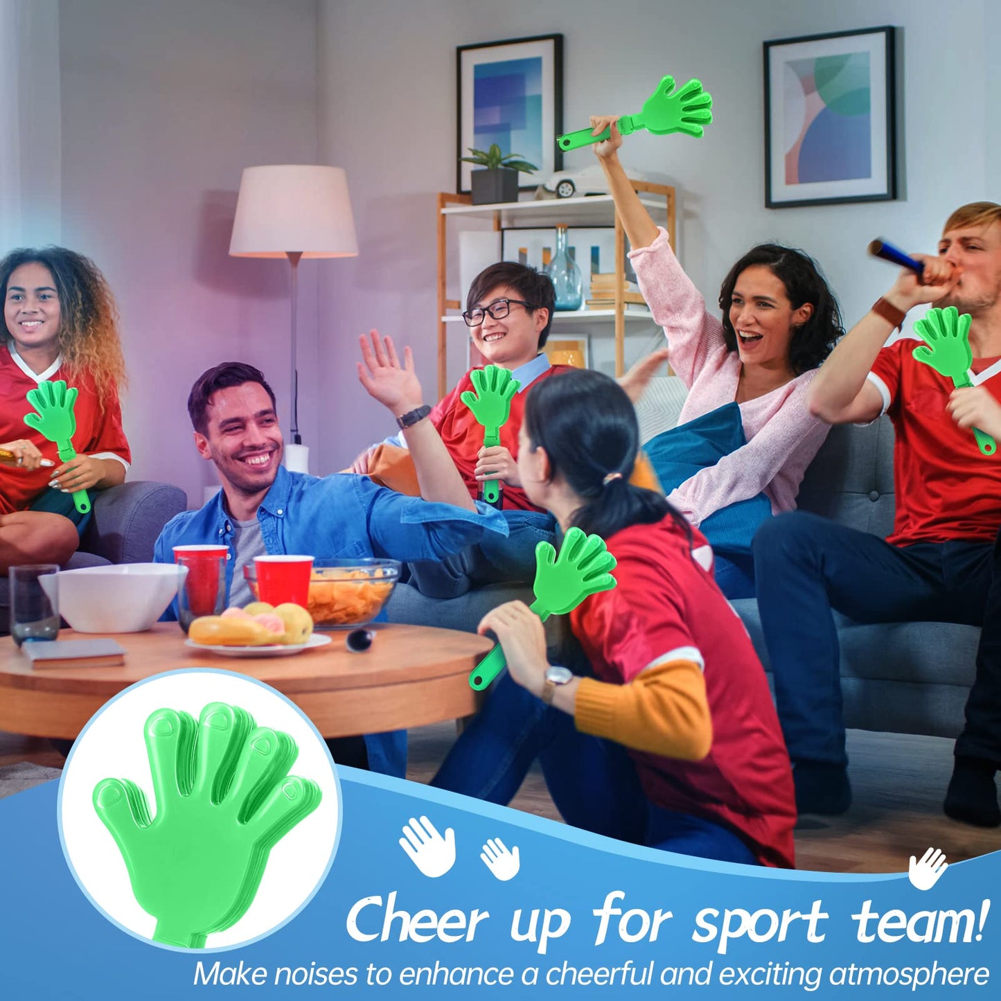 ZCYSRLQIN 12-Pack Lime Green Hand Clappers - 7.5in Noisemakers for Parties & Sports