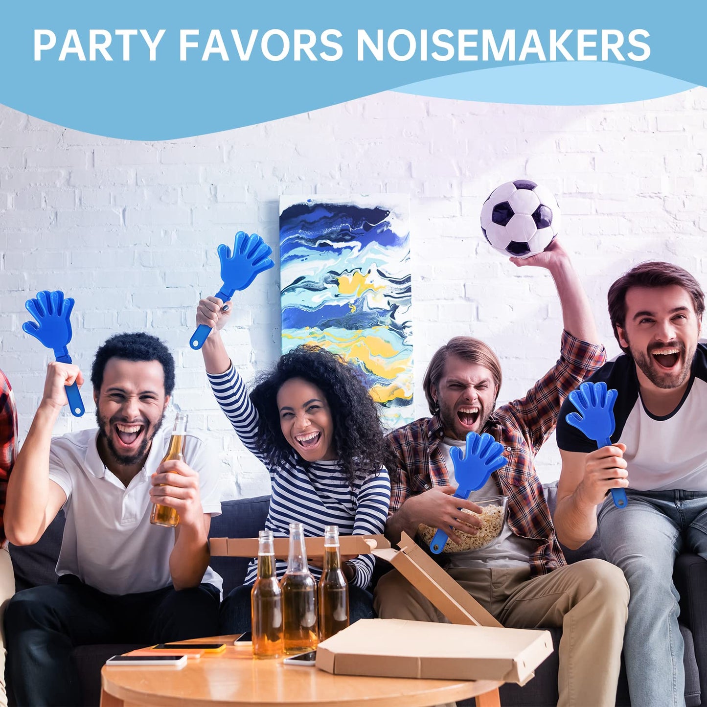 ZCYSRLQIN 24 Royal Blue Hand Clappers - 7.5-inch Noisemakers for Parties & Sports