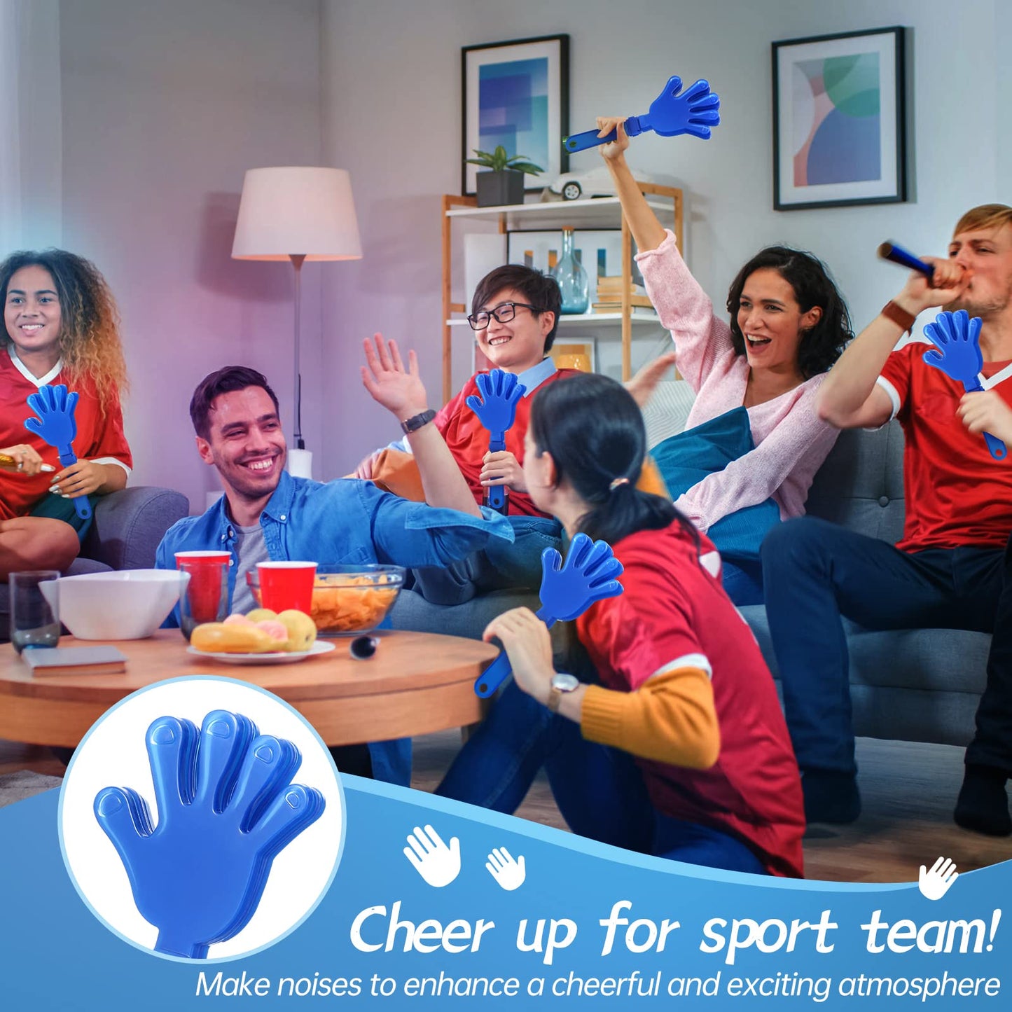 ZCYSRLQIN 24 Royal Blue Hand Clappers - 7.5-inch Noisemakers for Parties & Sports