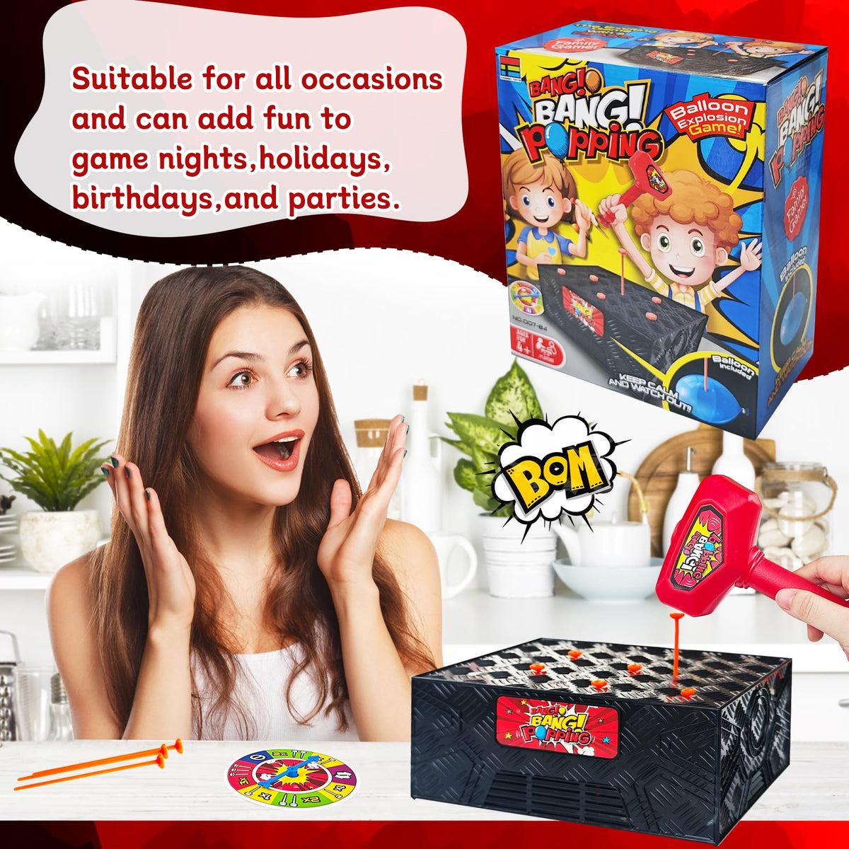 Zddaoole Balloon Pop Game – Blast Box Board Game for Family Parties | Exploding Balloon Fun