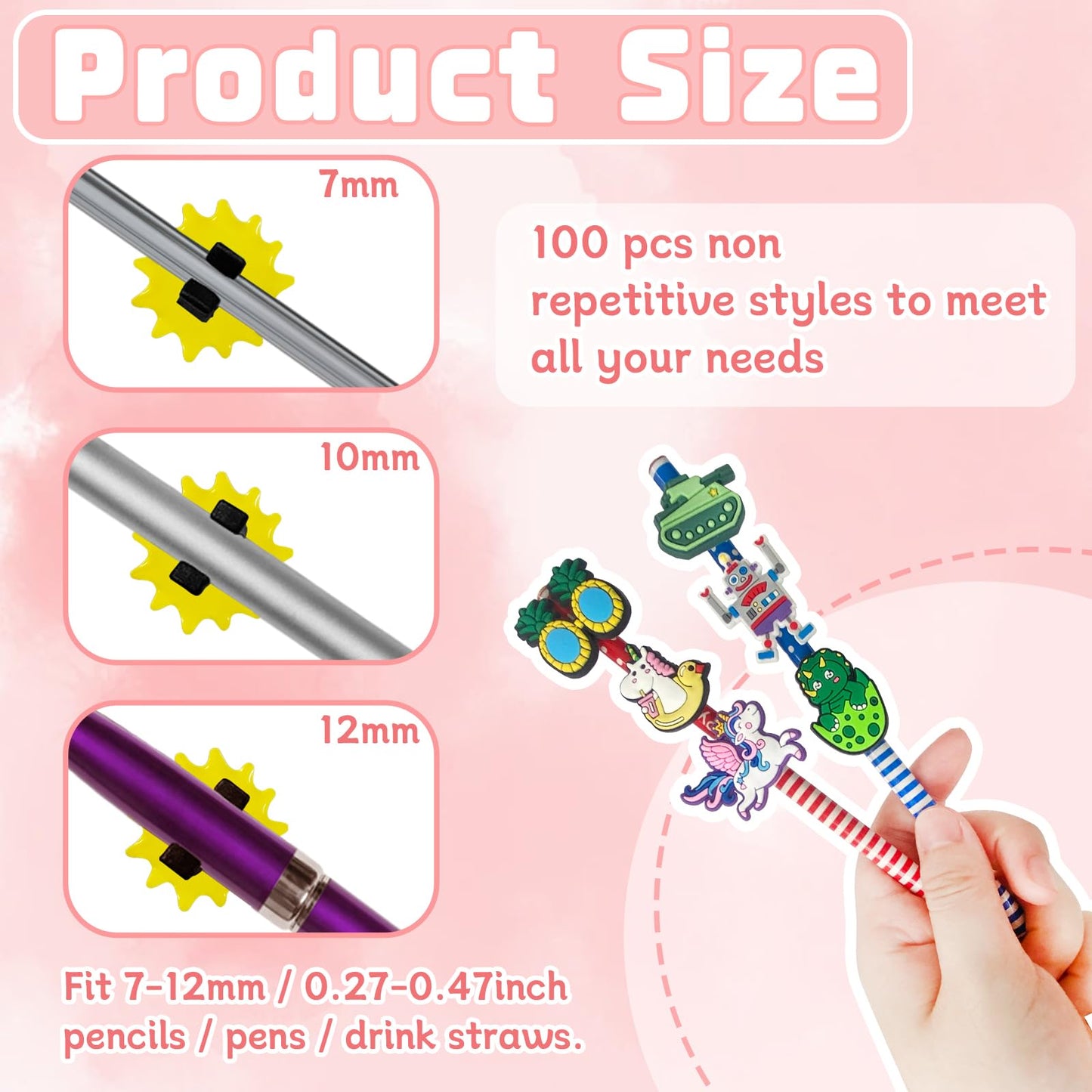 Zddaoole 100 Pcs Cute Pencil Topper Decorations – Classroom Prizes