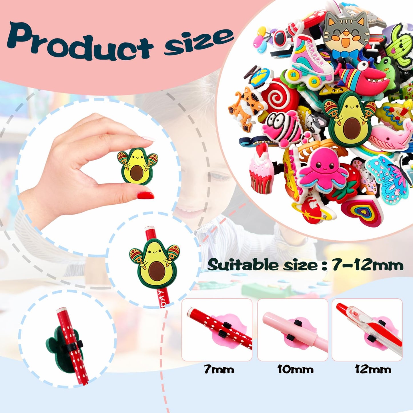 Zddaoole 45 Pcs Pencil Topper Decorations – Cute Pencil Clips for Kids & School Gifts