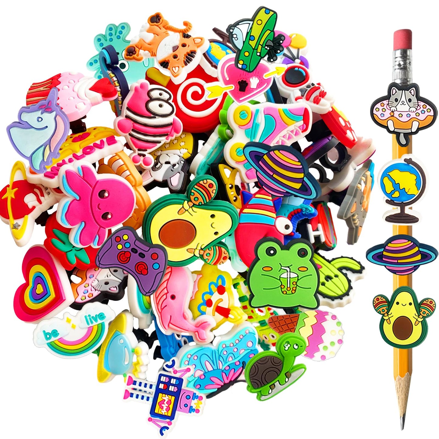 Zddaoole 45 Pcs Pencil Topper Decorations – Cute Pencil Clips for Kids & School Gifts