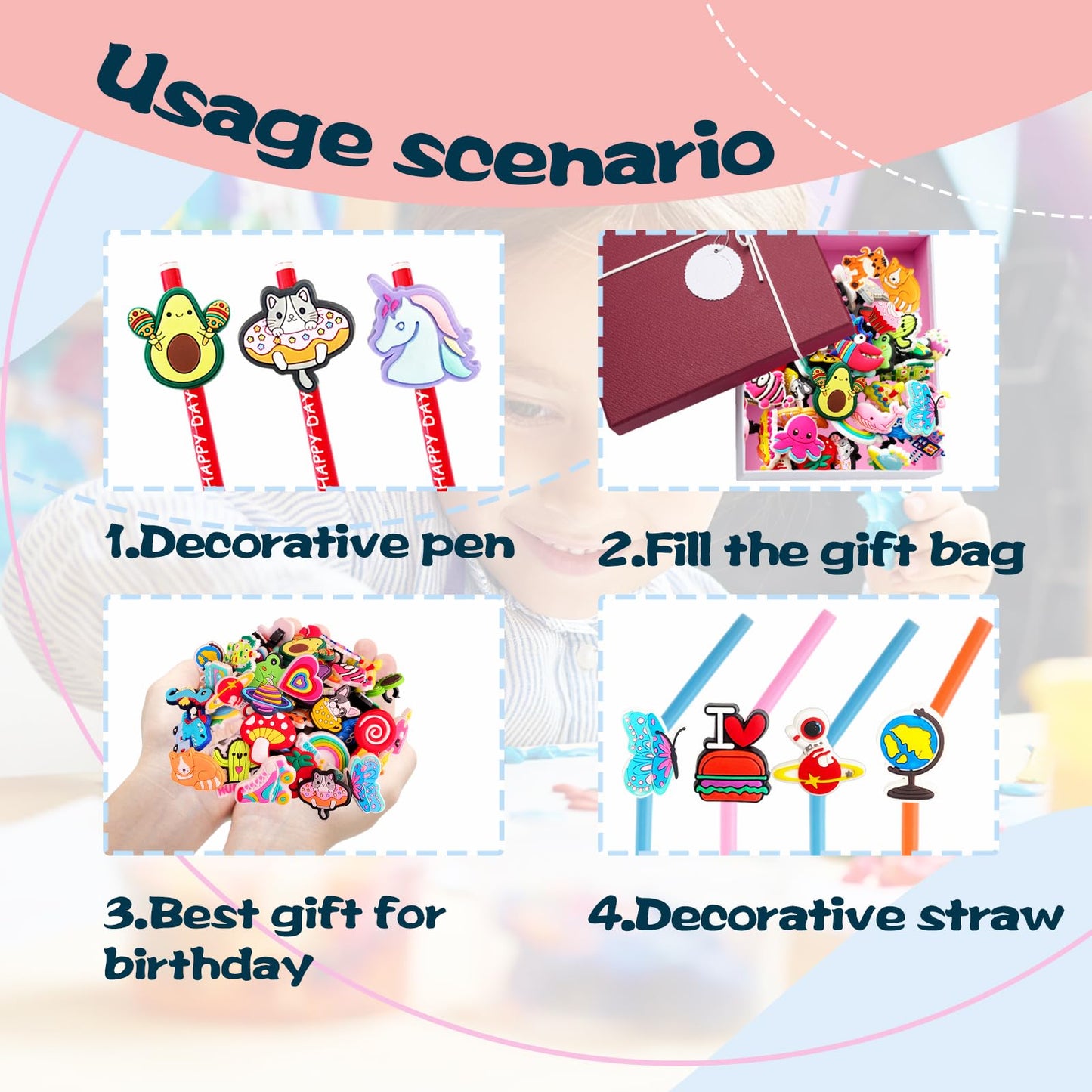Zddaoole 45 Pcs Pencil Topper Decorations – Cute Pencil Clips for Kids & School Gifts