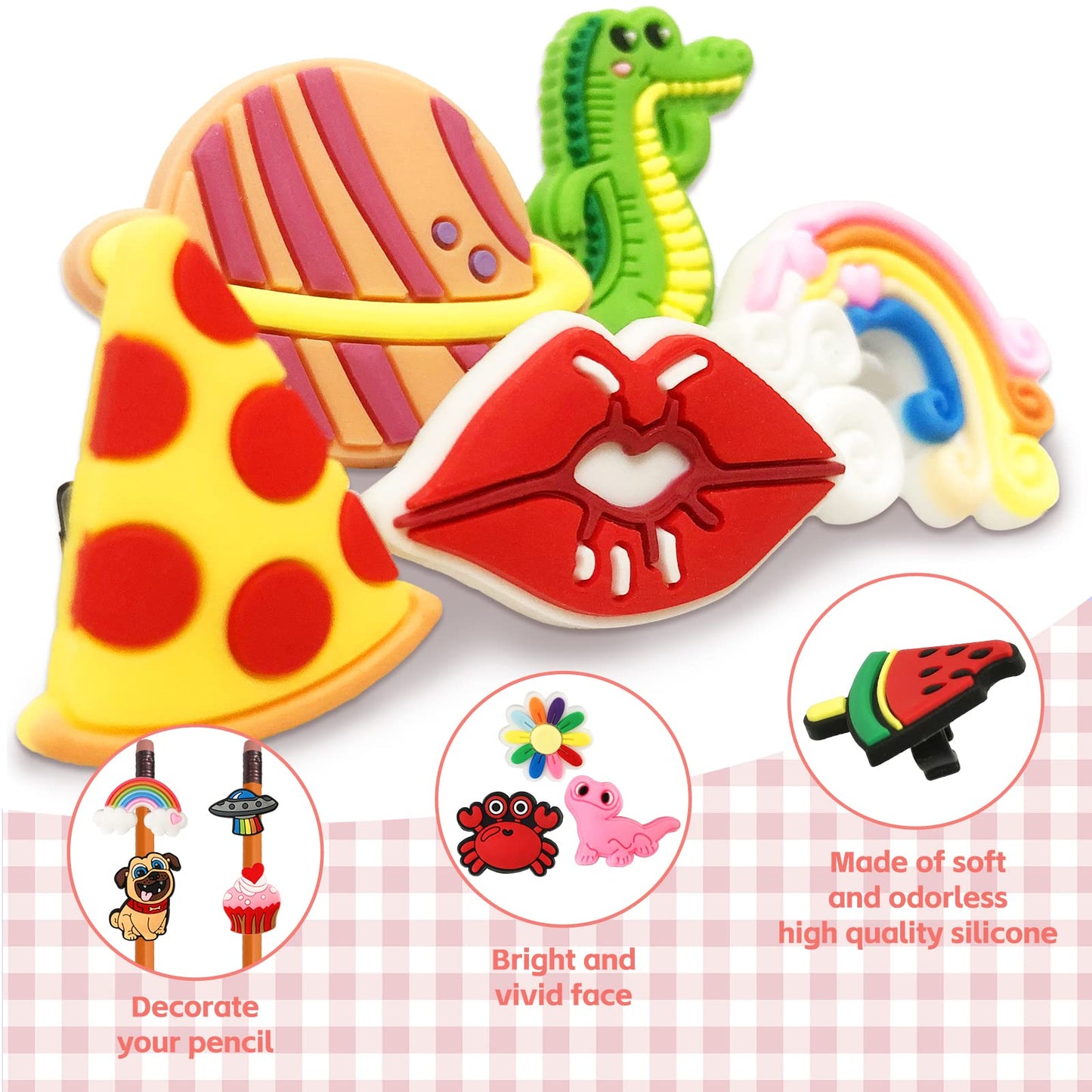 Zddaoole 60 Pcs Cute Pencil Toppers – Assorted Designs for School Prizes & Classroom Rewards